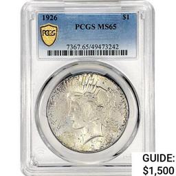 1926 Silver Peace Dollar PCGS MS65