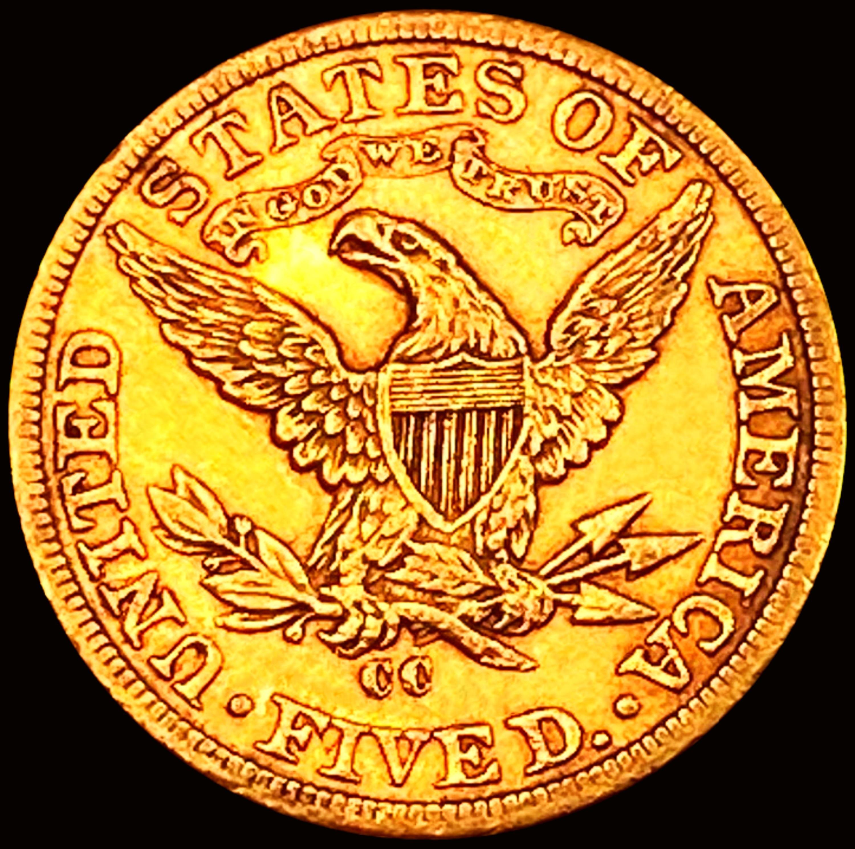 1893-CC $5 Gold Half Eagle CHOICE AU