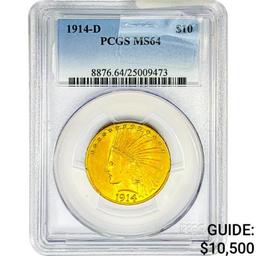 1914-D $10 Gold Eagle PCGS MS64