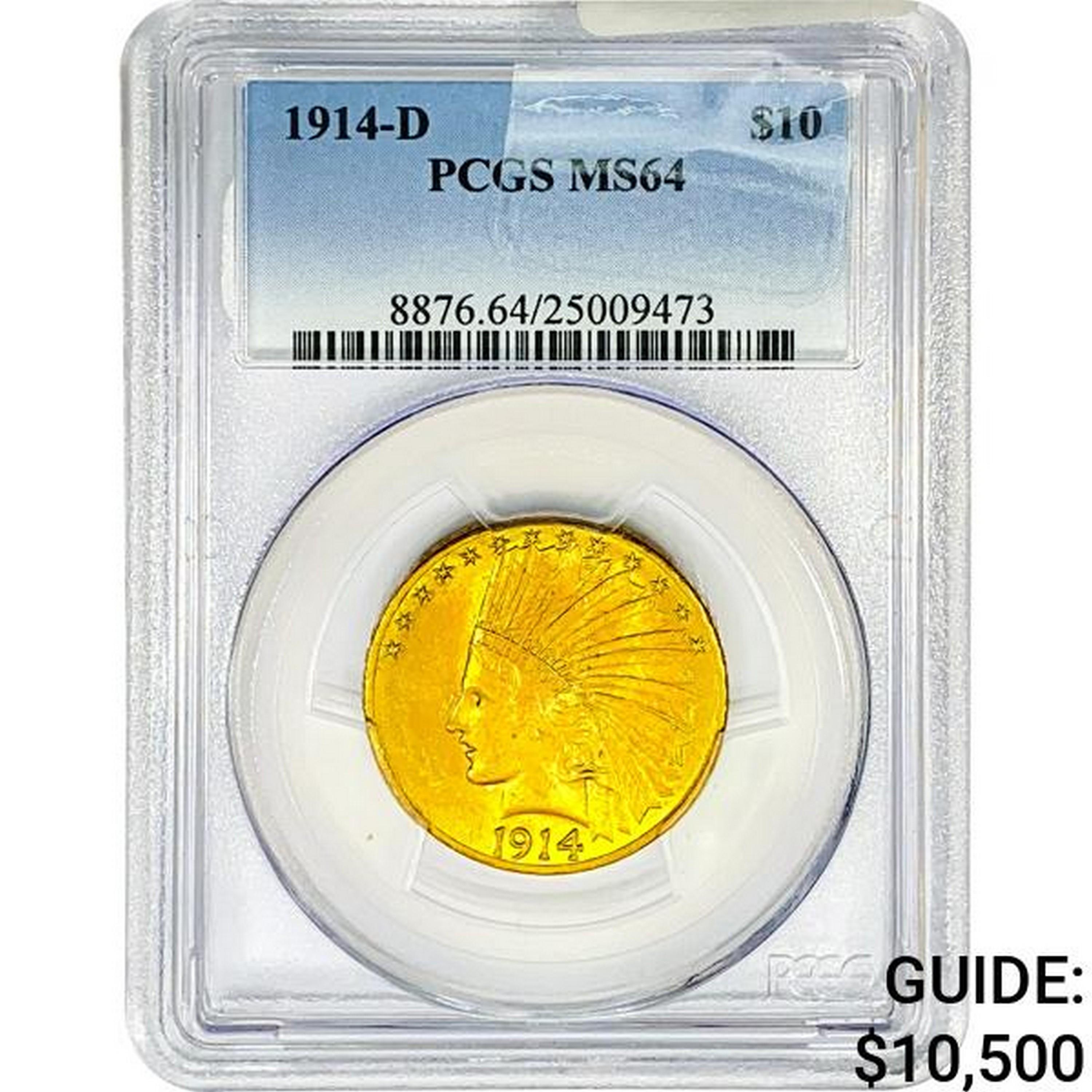 1914-D $10 Gold Eagle PCGS MS64