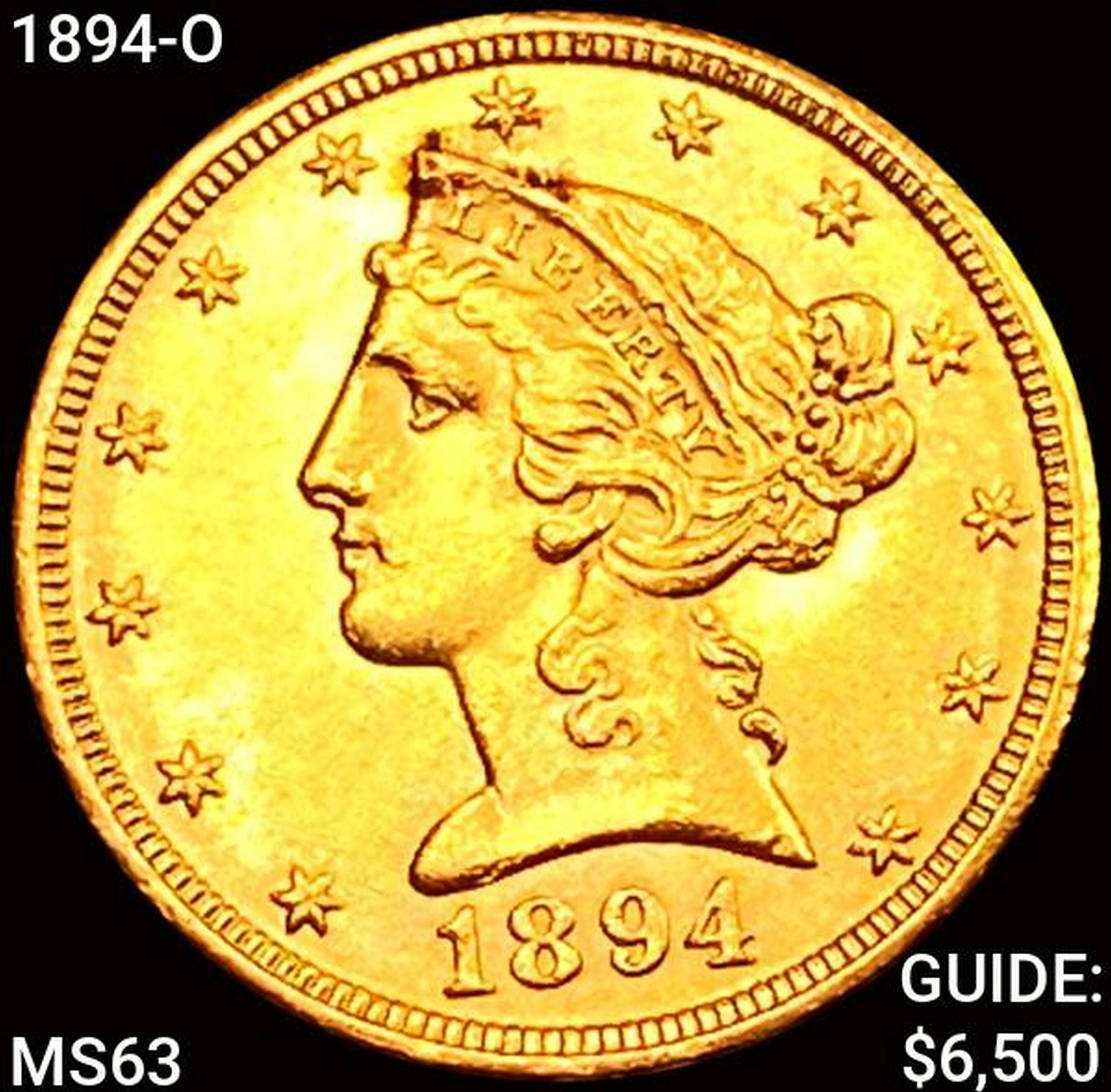 1894-O $5 Gold Half Eagle CHOICE BU