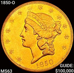 1850-O $20 Gold Double Eagle CHOICE BU