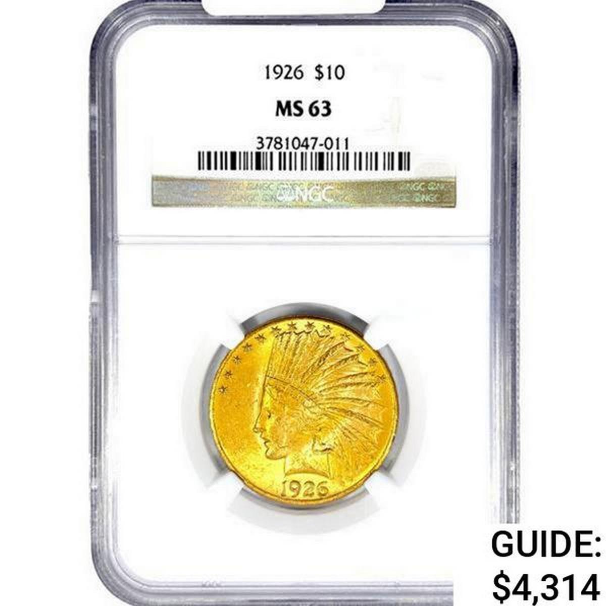 1926 $10 Gold Eagle NGC MS63