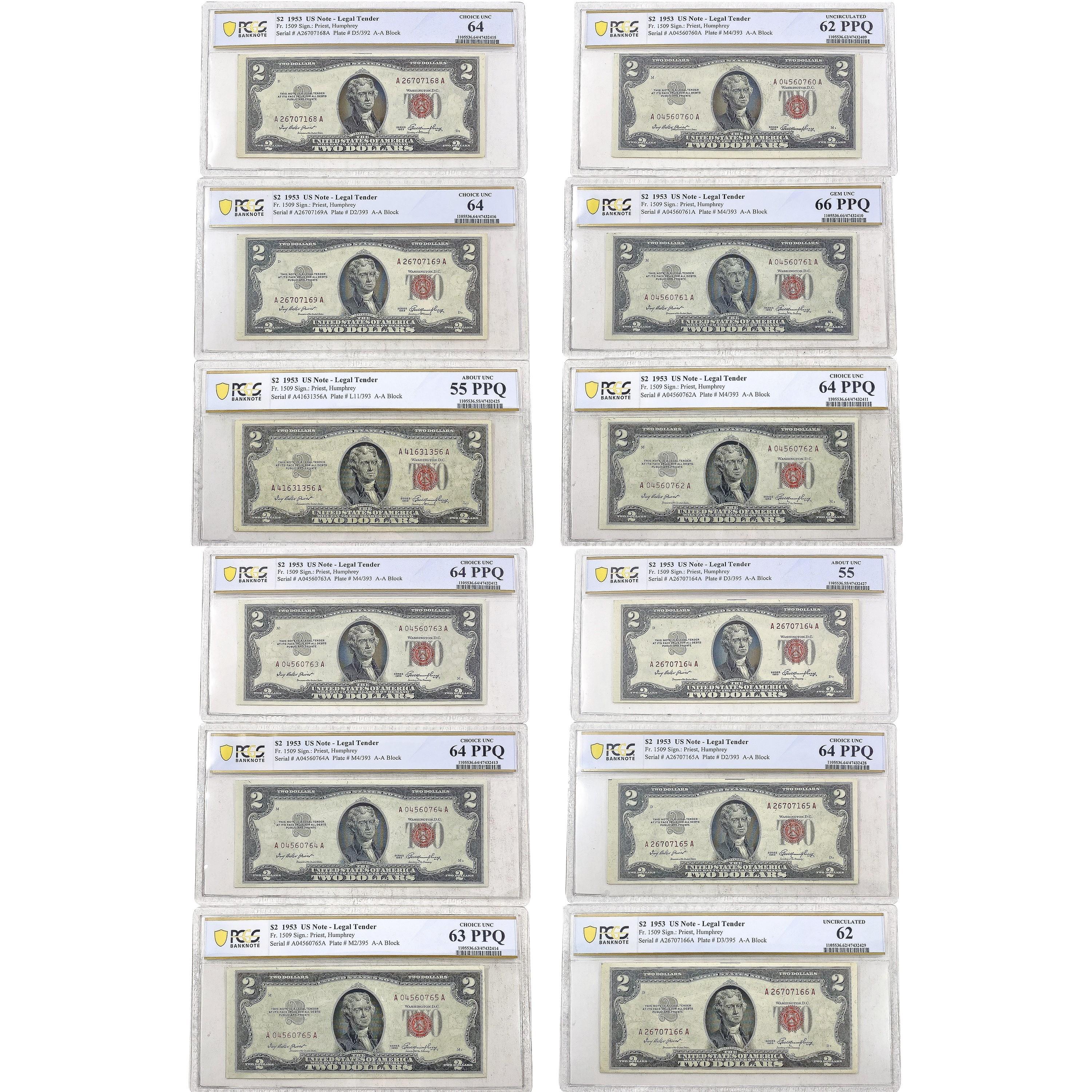 1874-2003 M Varied US Currency Graded and Raw [51 Bills] PMG,PCGS VG-MS 8-67