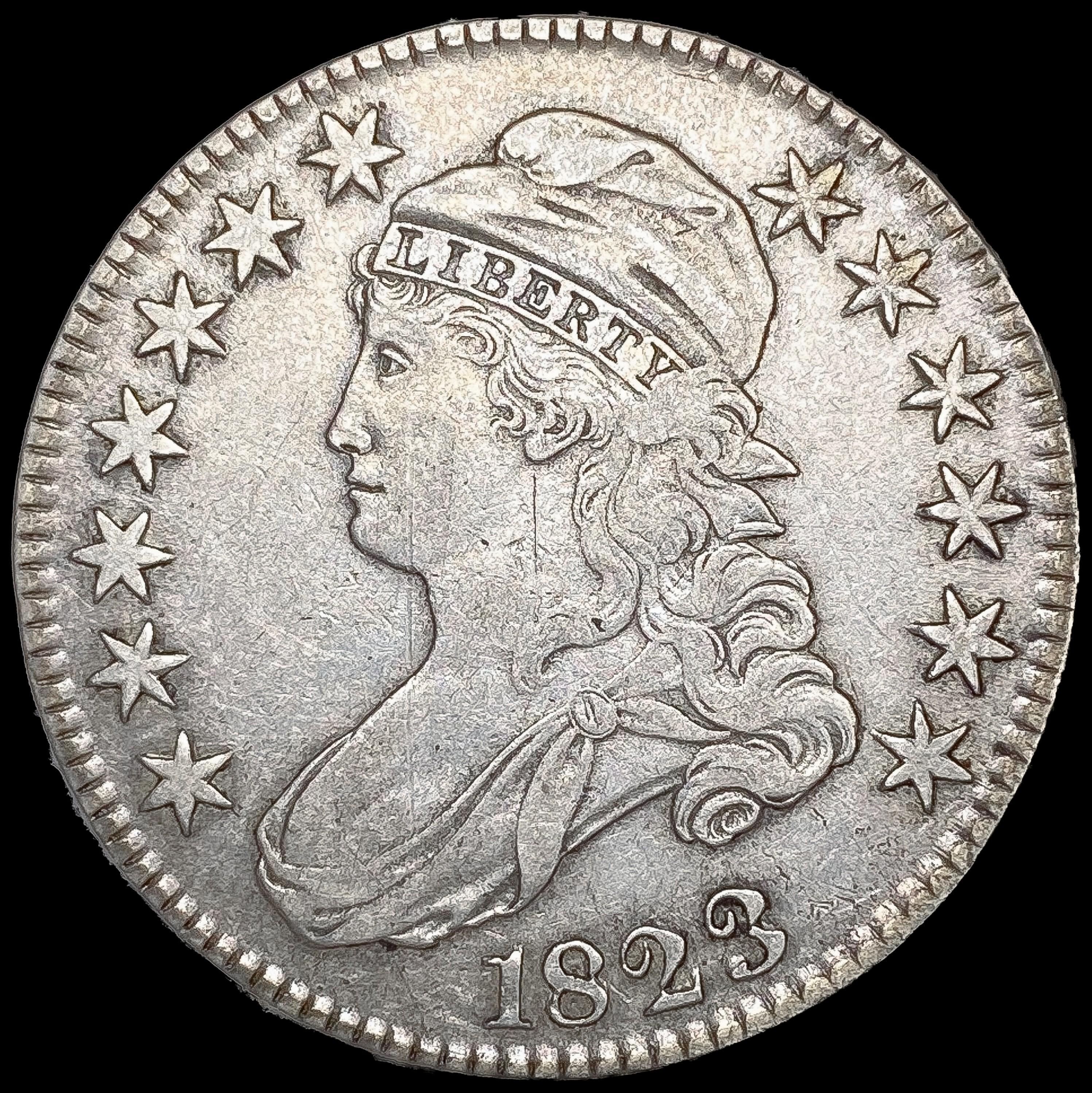 1823 Broken 3 Capped Bust Half Dollar NEARLY UNCIR