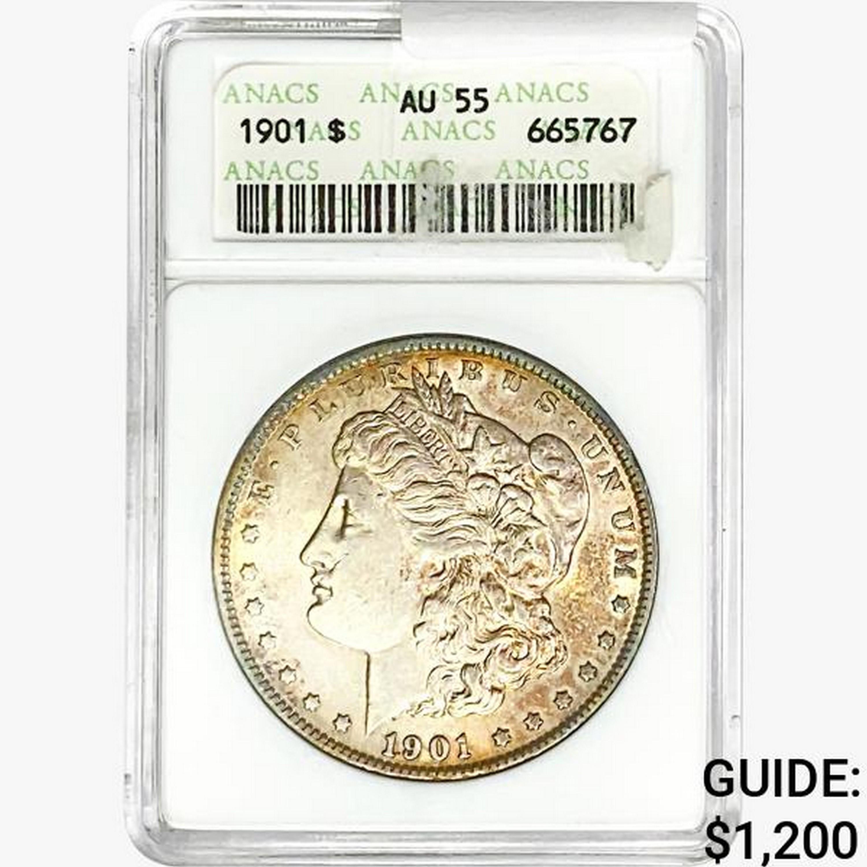 1901 Morgan Silver Dollar ANACS AU55