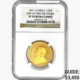 2011 1/2oz. Gold S.Africa 1/2 Krugerrand NGC PF70