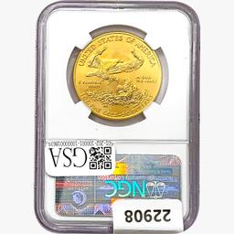 2010 $50 1oz. Gold Eagle NGC MS70 ER