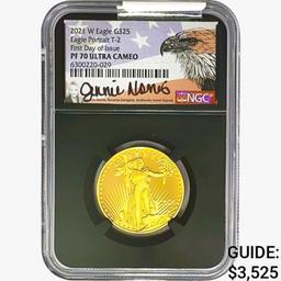 2021-W $25 1/2oz. Gold Eagle NGC PF70 UC T-2 FDI