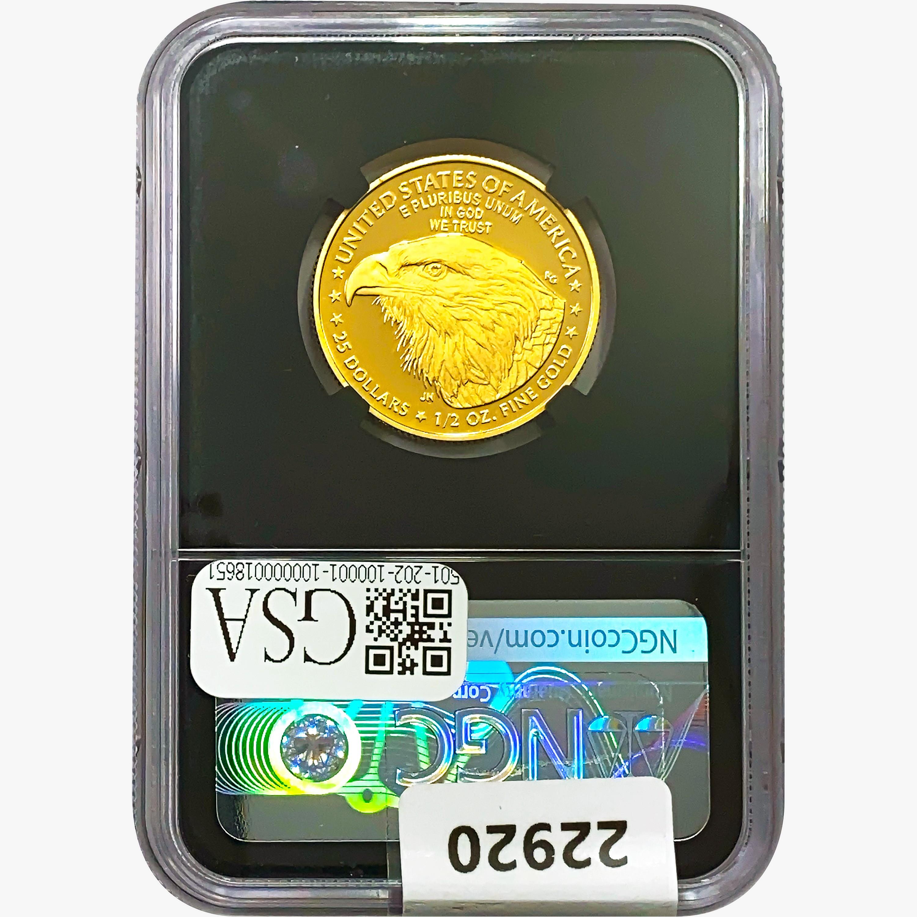 2021-W $25 1/2oz. Gold Eagle NGC PF70 UC T-2 FDI