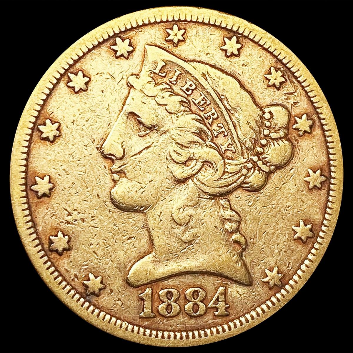 1884 $5 Gold Half Eagle LIGHTLY CIRCULATED