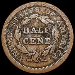 1851 Braided Hair Half Cent NICELY CIRCULATED