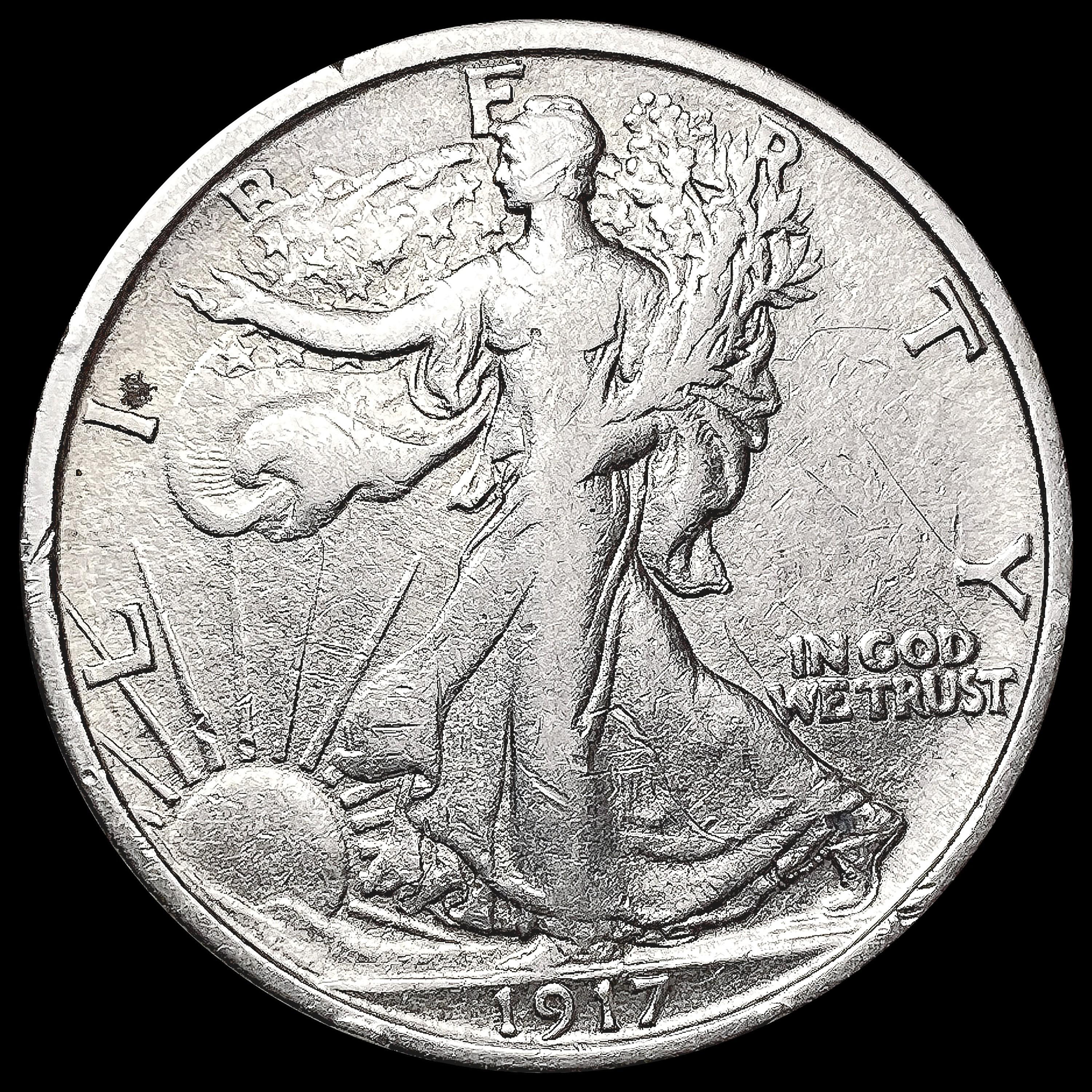 1917-S Walking Liberty Half Dollar CLOSELY UNCIRCU