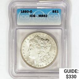 1890-O Morgan Silver Dollar ICG MS62