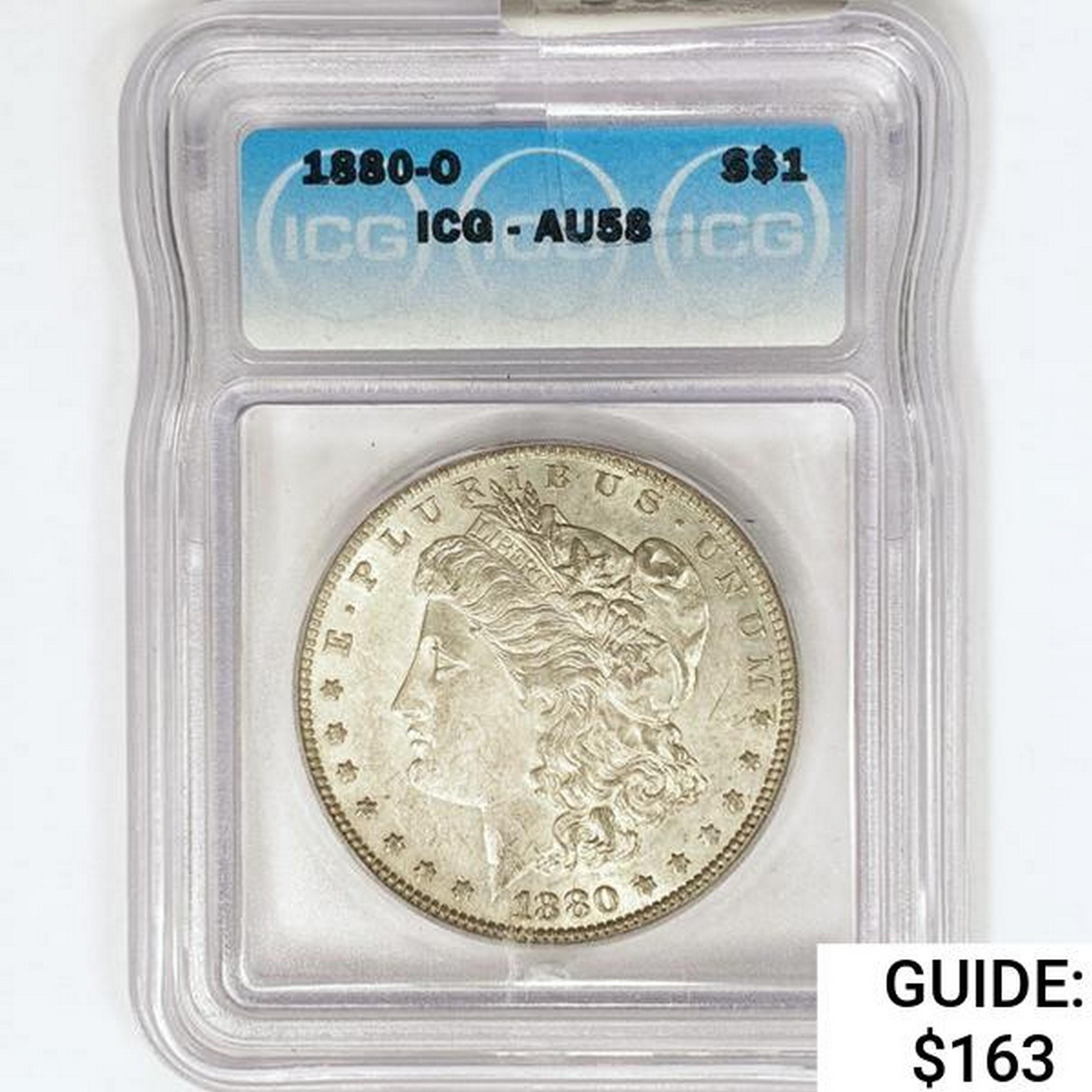 1880-O Morgan Silver Dollar ICG AU58