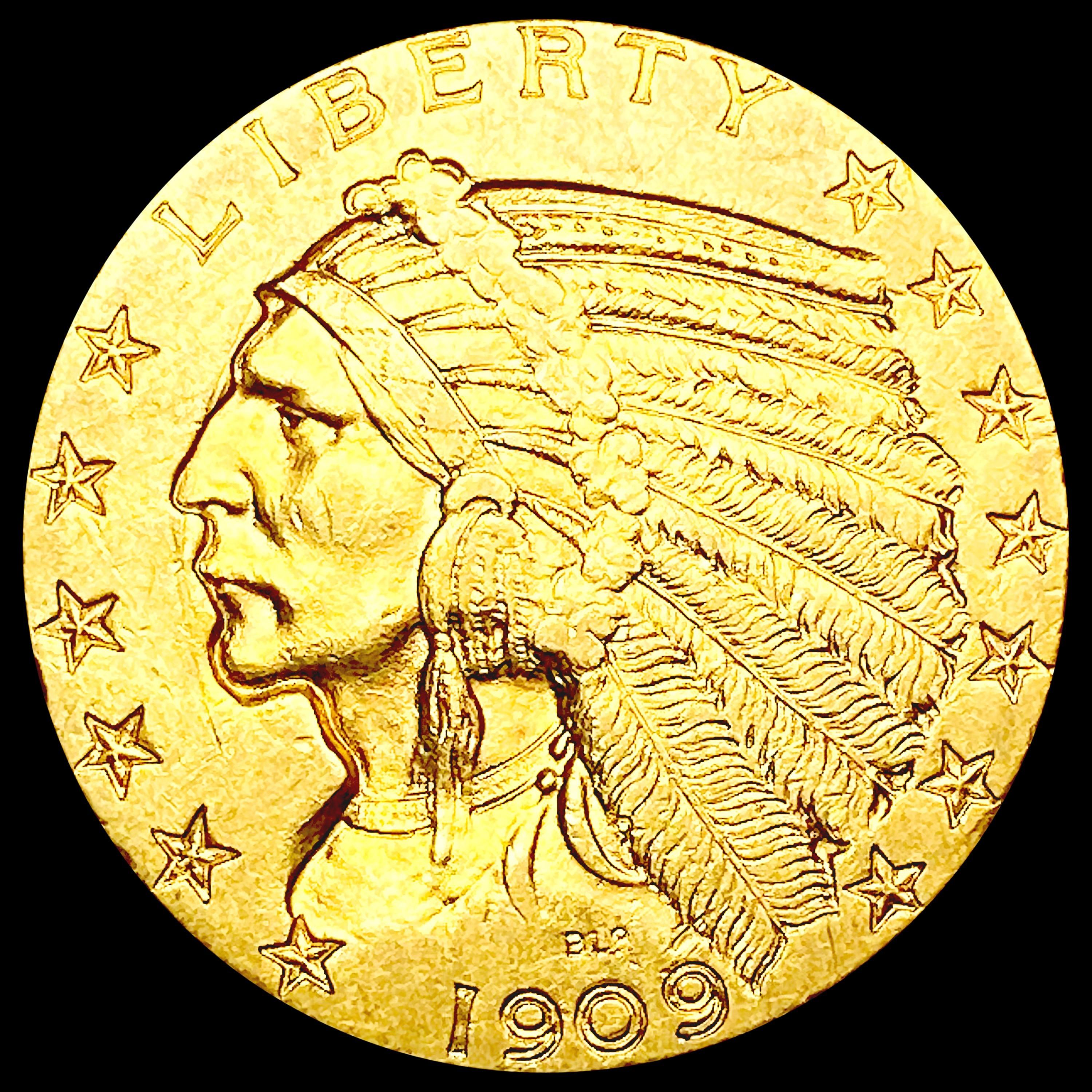 1909 $5 Gold Half Eagle UNCIRCULATED