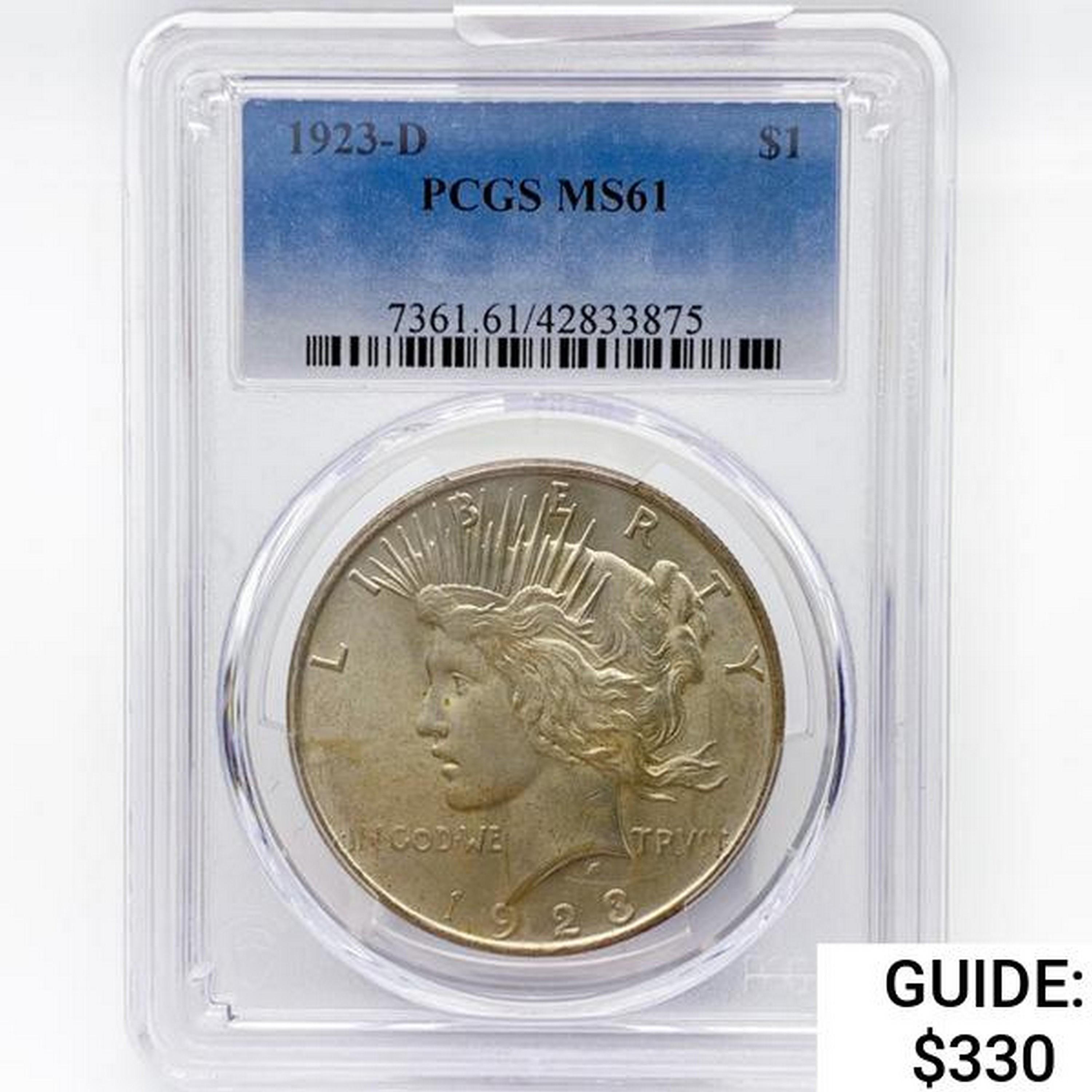 1923-D Silver Peace Dollar PCGS MS61