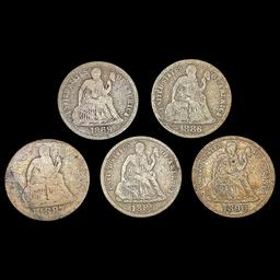 [5] Seated Lib Dimes [1869, 1886-S, 1887, 1889-S,