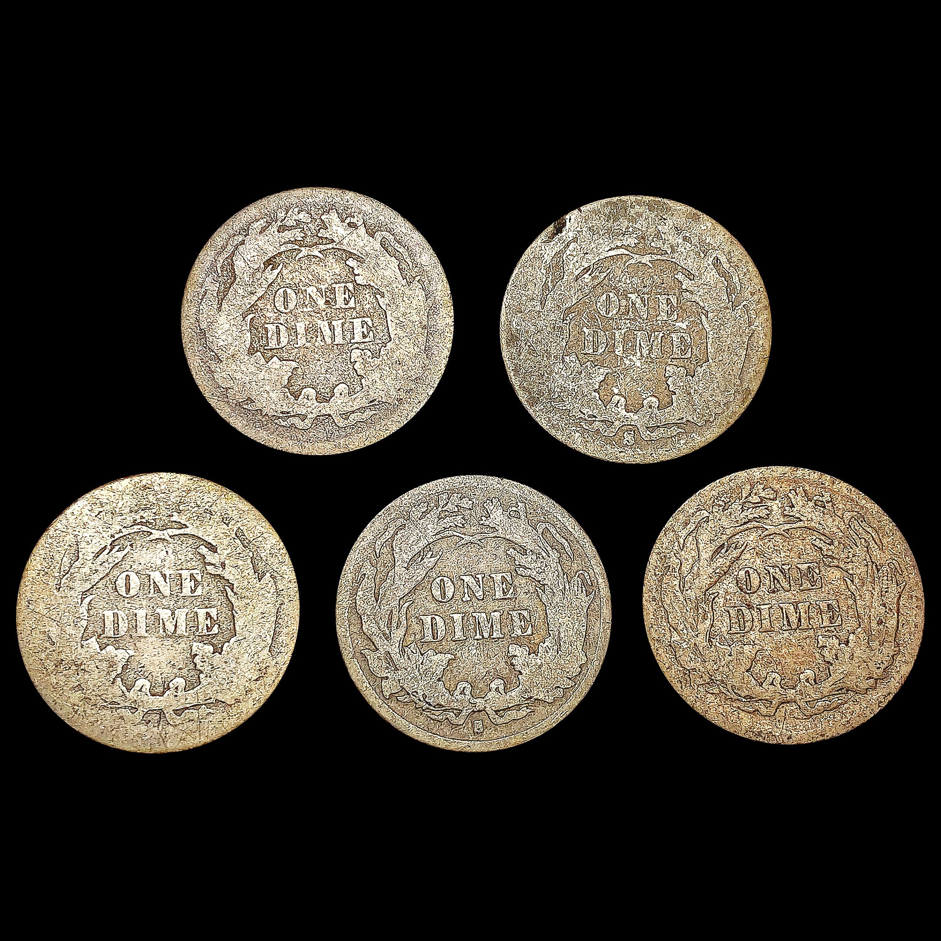 [5] Seated Lib Dimes [1869, 1886-S, 1887, 1889-S,