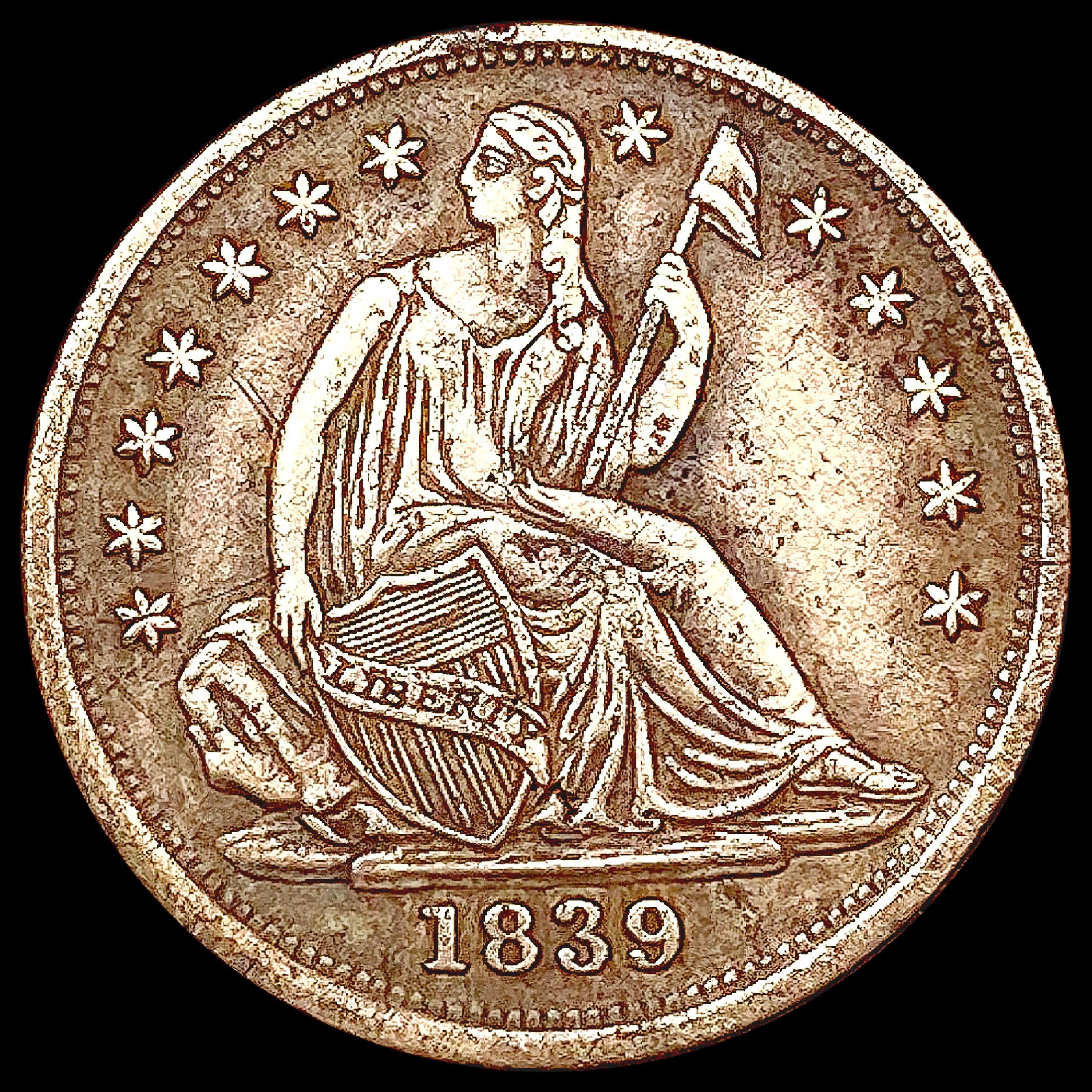 1839 Seated Liberty Half Dime NEARLY UNCIRCULATED