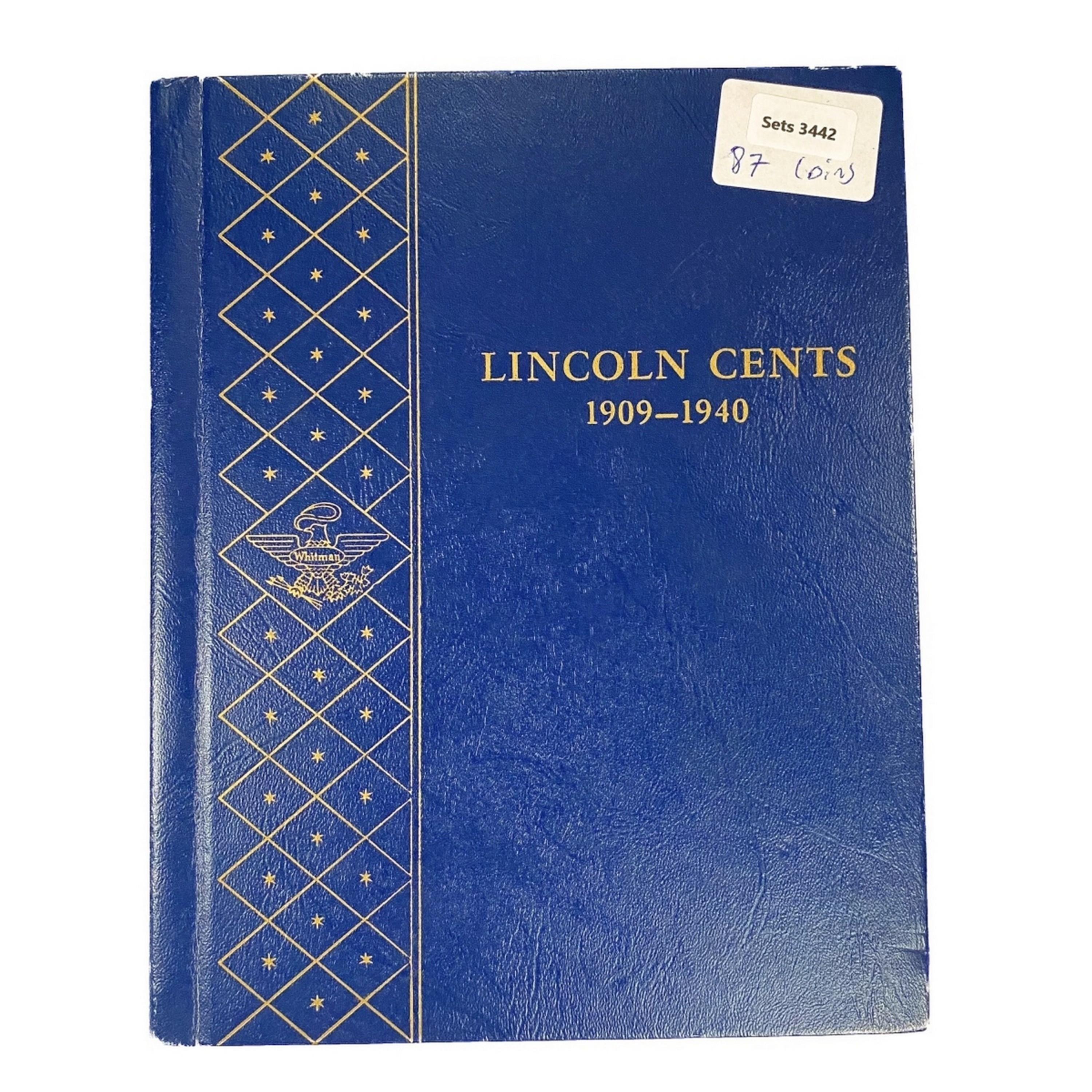 1909 - 1940 Lincoln Head Cent Book (87 Coins)