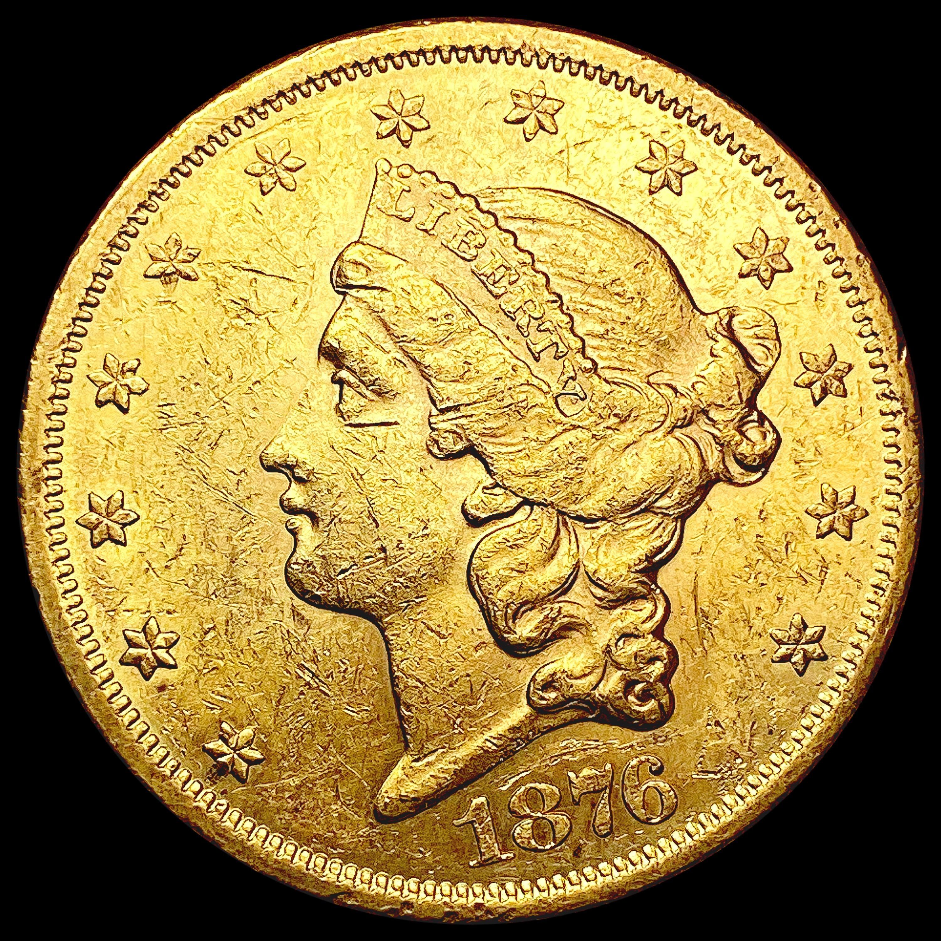 1876-S $20 Gold Double Eagle CLOSELY UNCIRCULATED