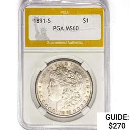 1891-S Morgan Silver Dollar PGA MS60