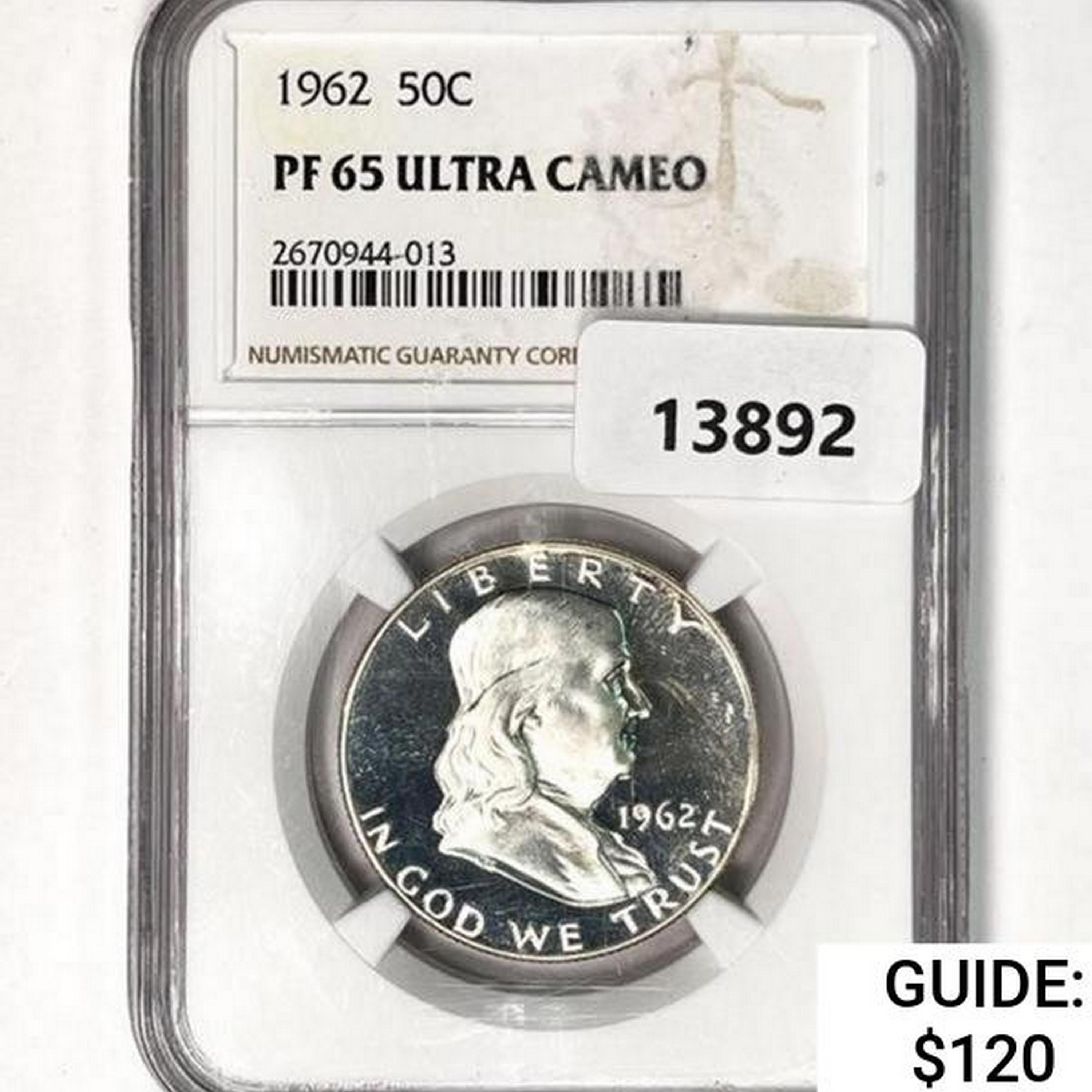 1962 Franklin Half Dollar NGC PF65 Ultra Cameo