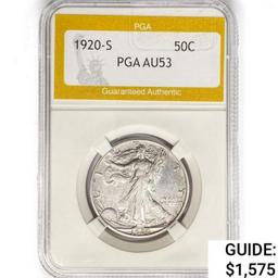 1920-S Walking Liberty Half Dollar PGA AU53