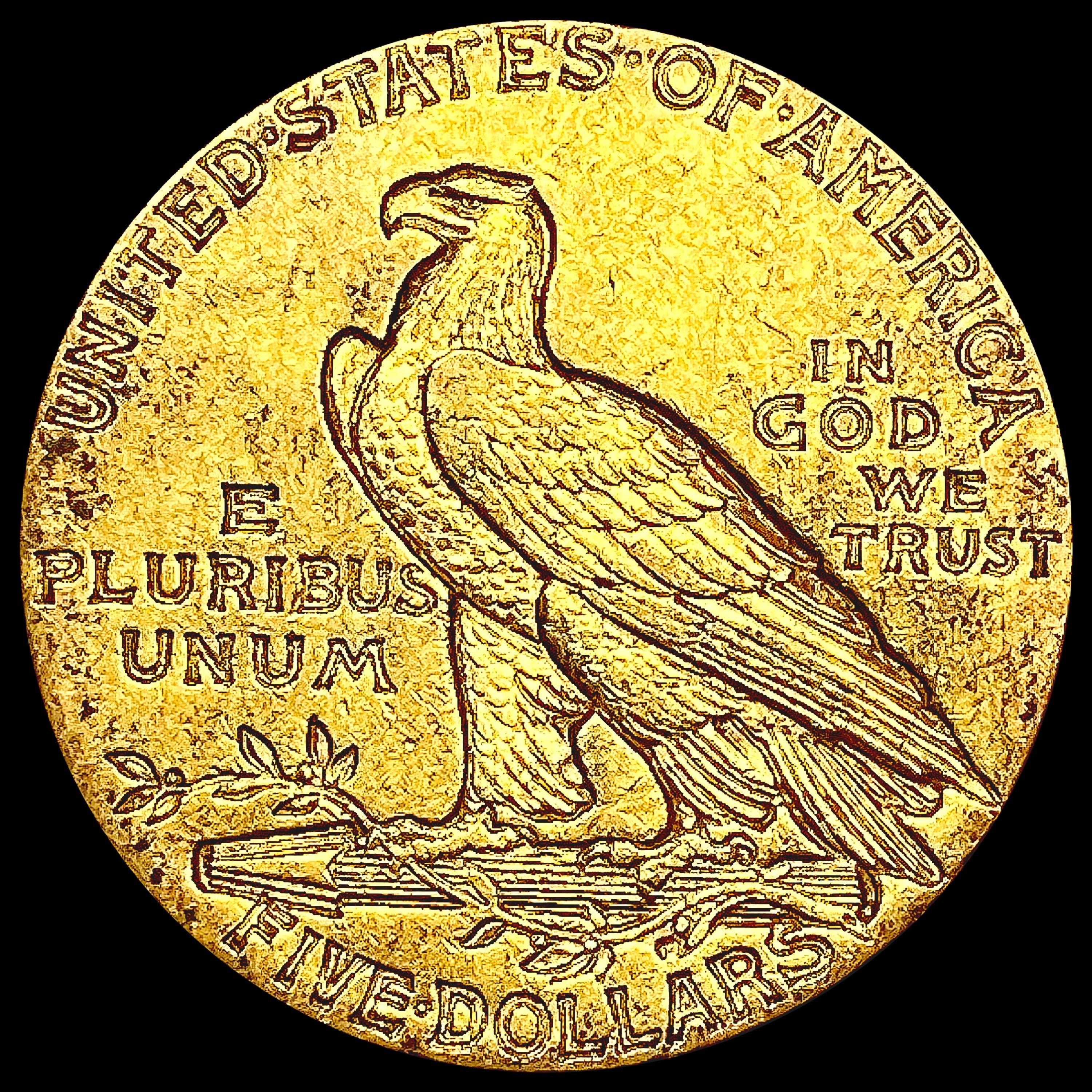 1913 $5 Gold Half Eagle LIGHTLY CIRCULATED