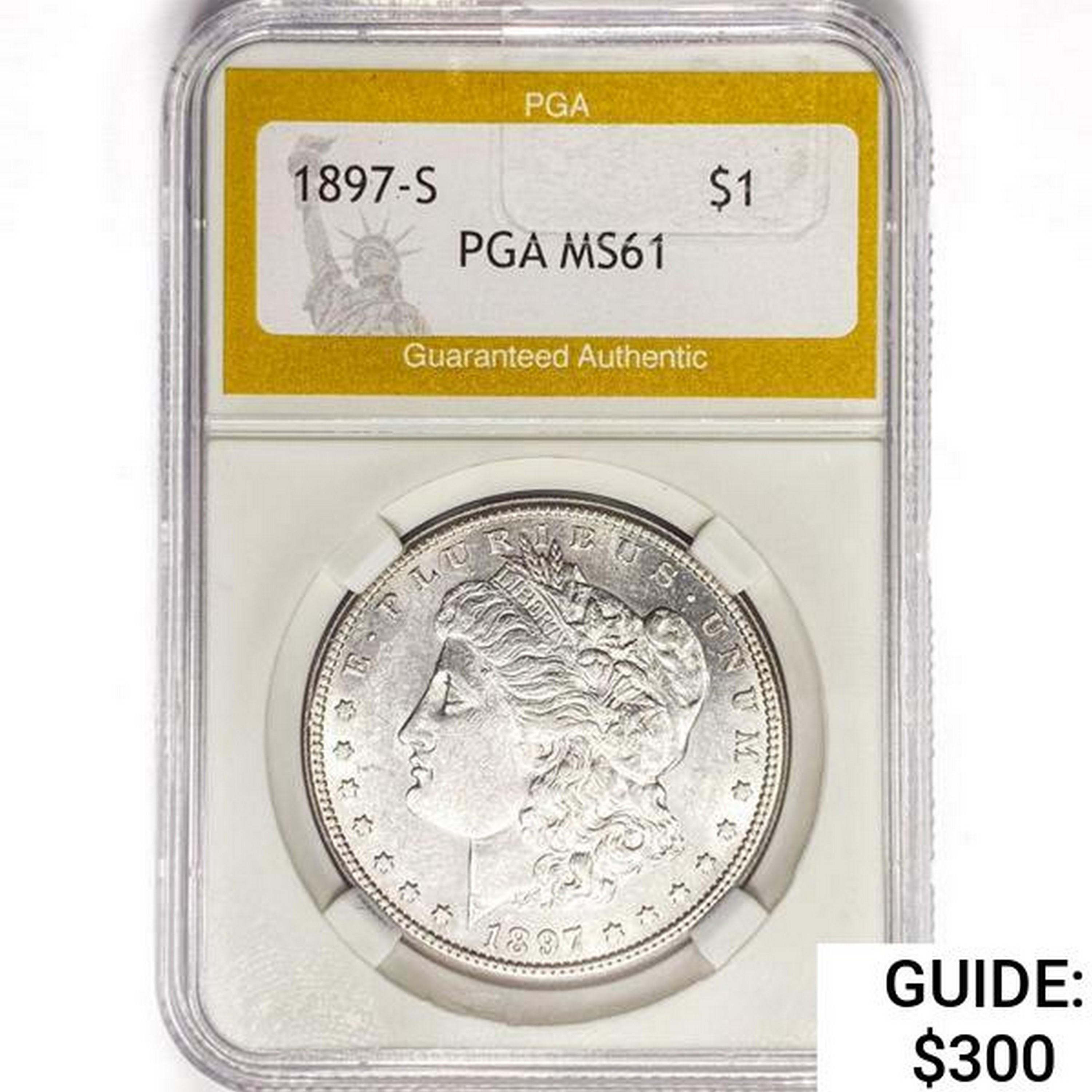 1897-S Morgan Silver Dollar PGA MS61