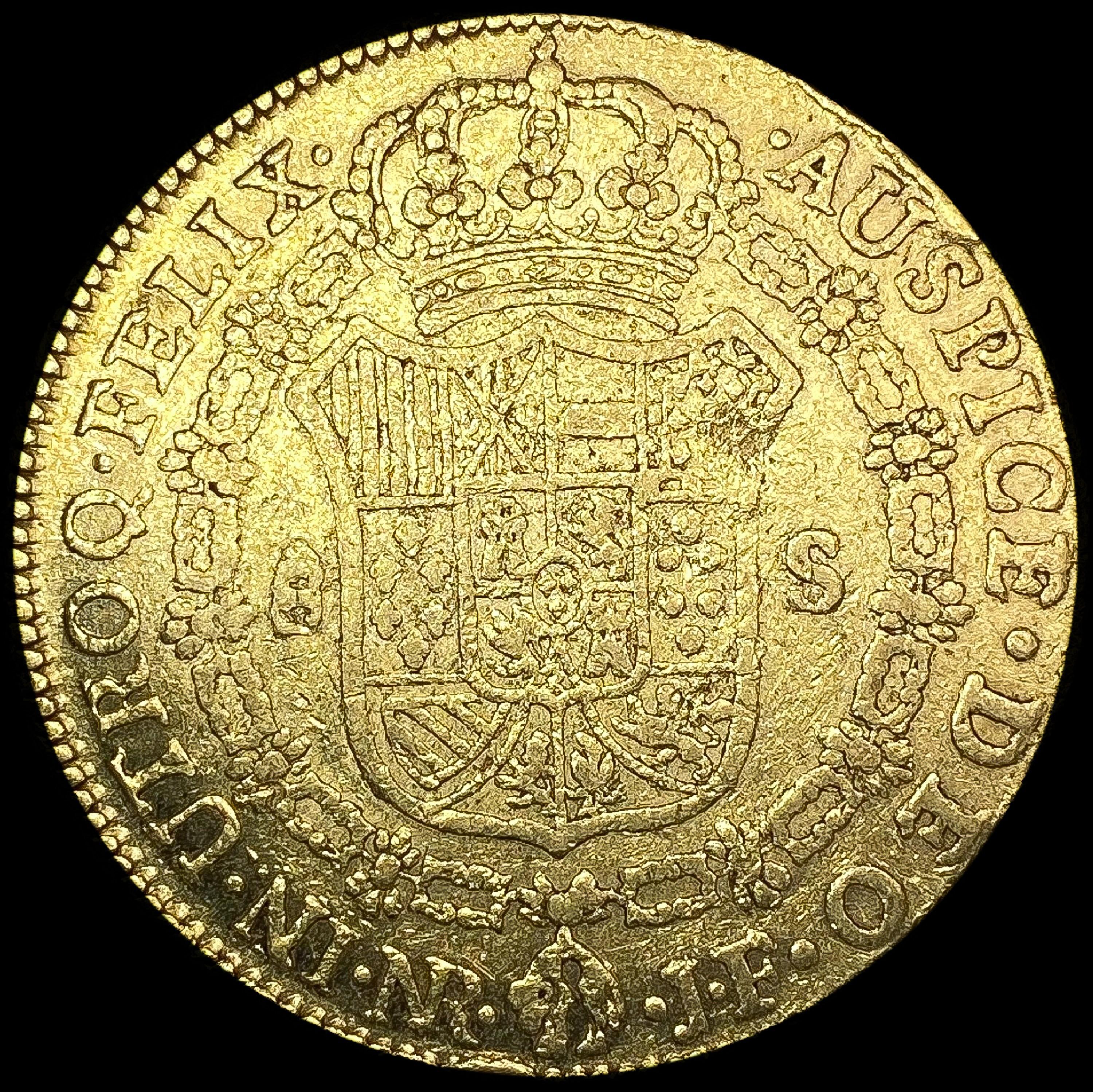 1810 Columbia .7615oz Gold 8 Escudos NICELY CIRCUL