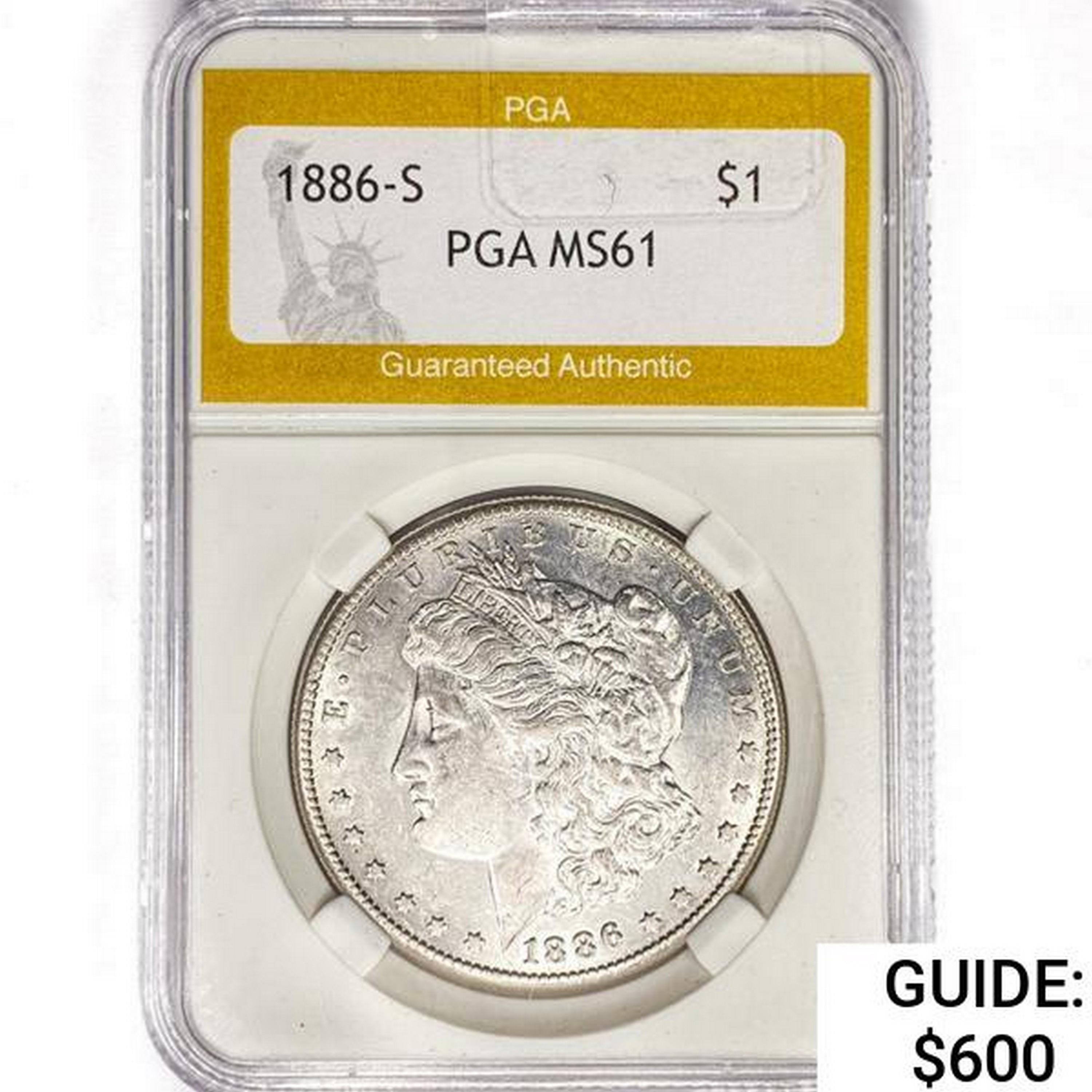 1886-S Morgan Silver Dollar PGA MS61