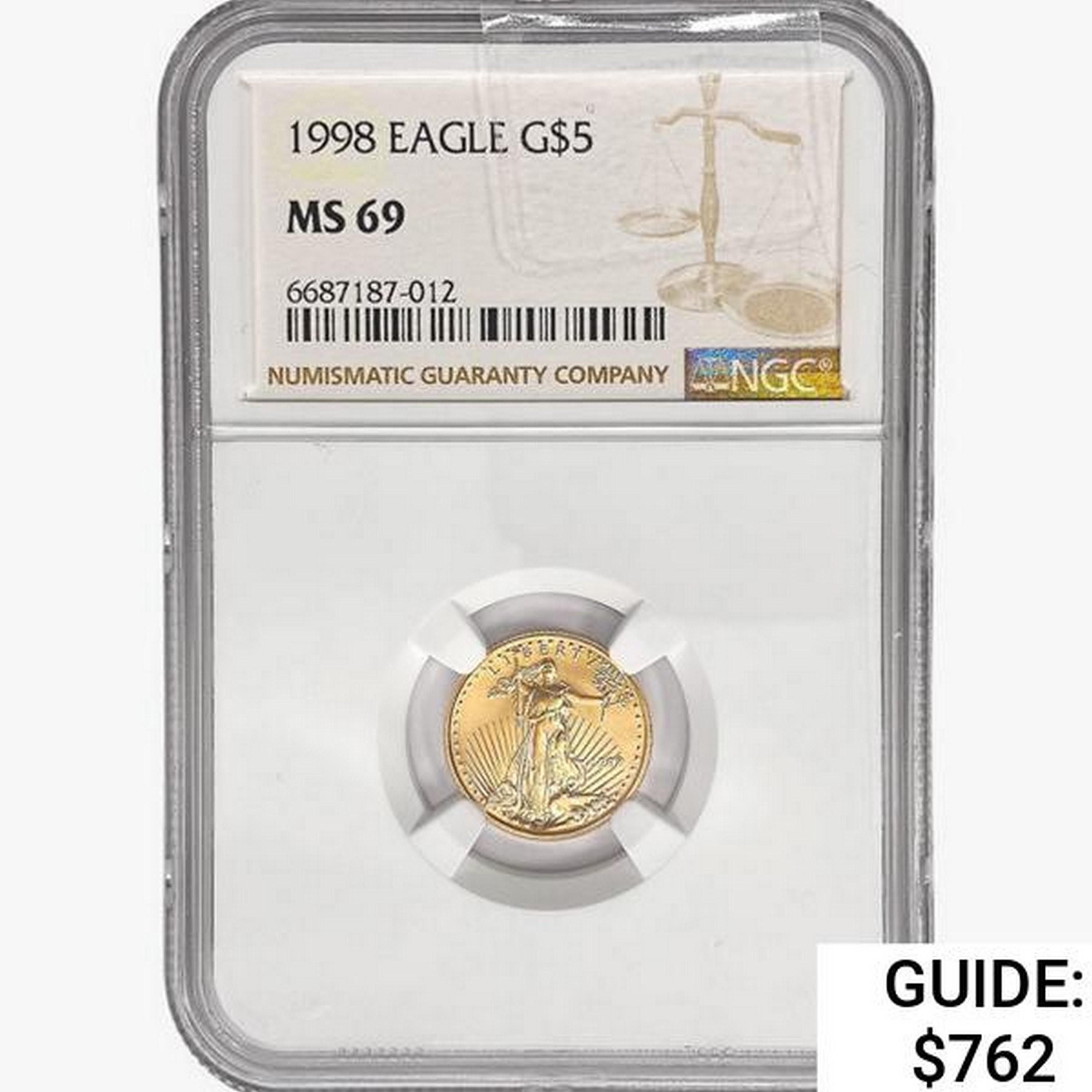 1998 $5 1/10oz. Gold Eagle NGC MS69