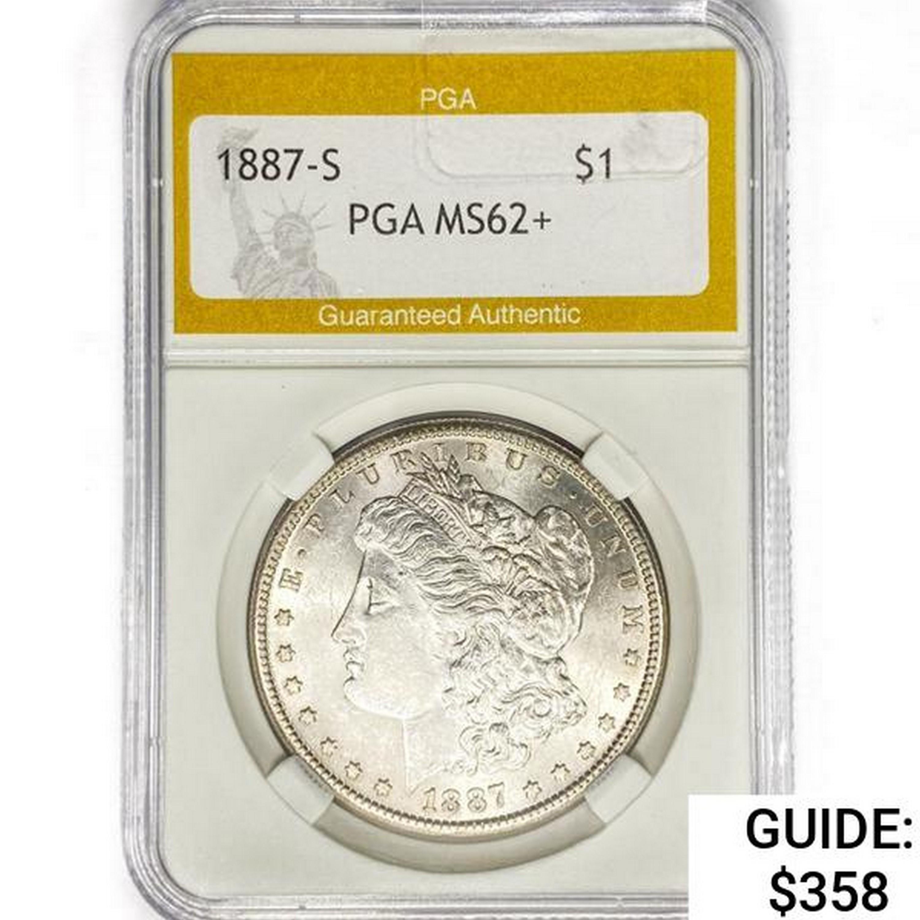 1887-S Morgan Silver Dollar PGA MS62+