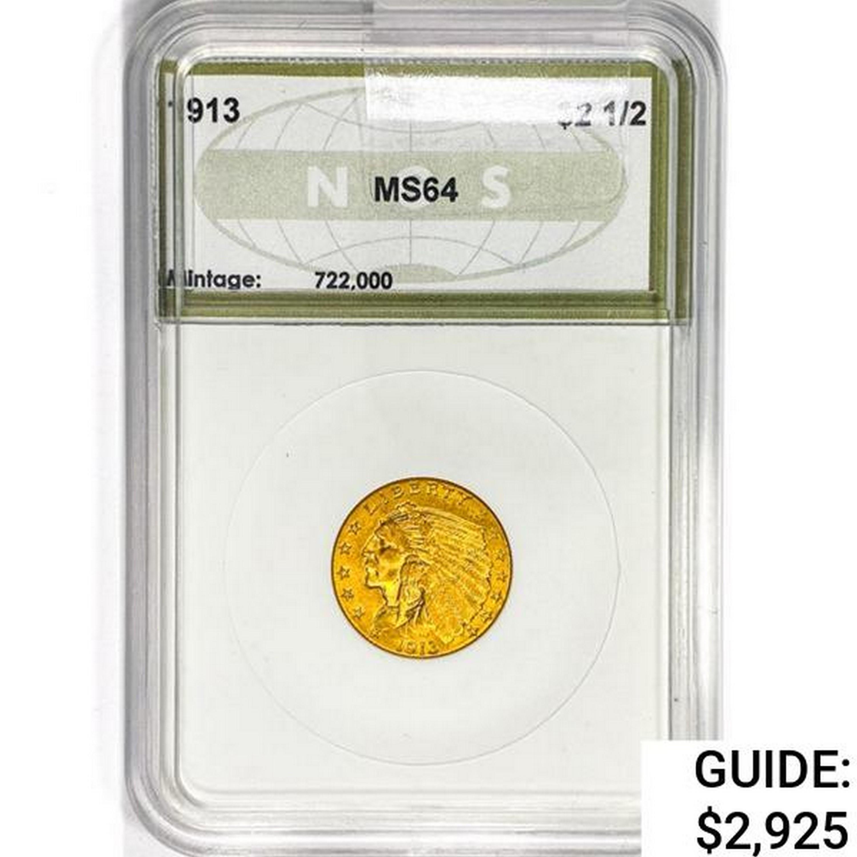 1913 $2.50 Gold Quarter Eagle NGS MS64