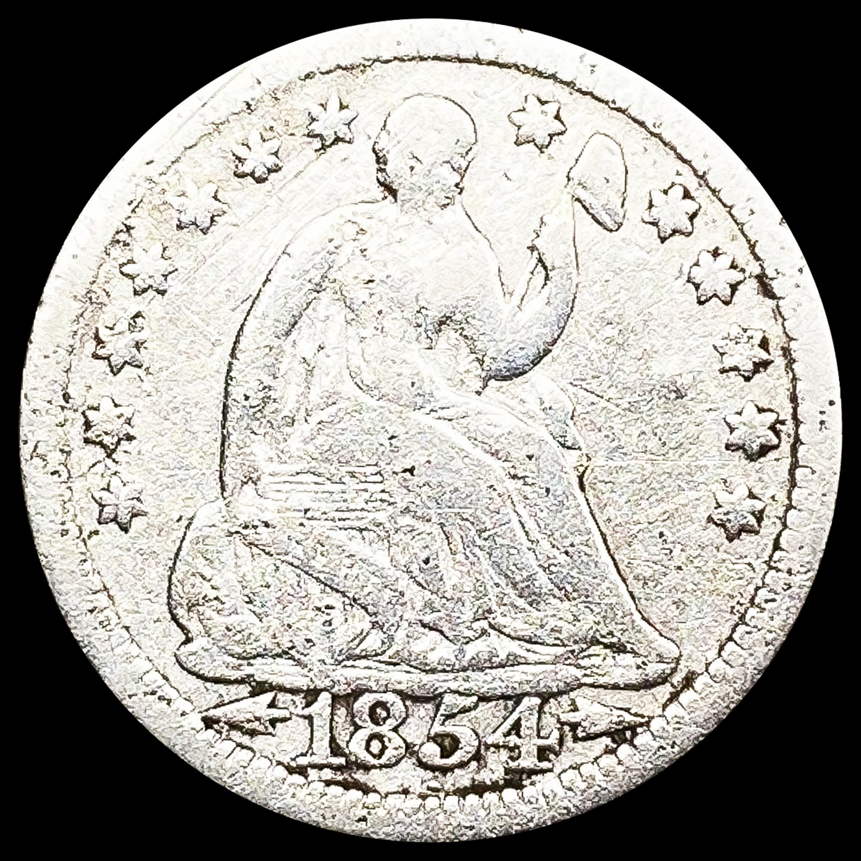 1854 Arws Seated Liberty Half Dime NICELY CIRCULAT