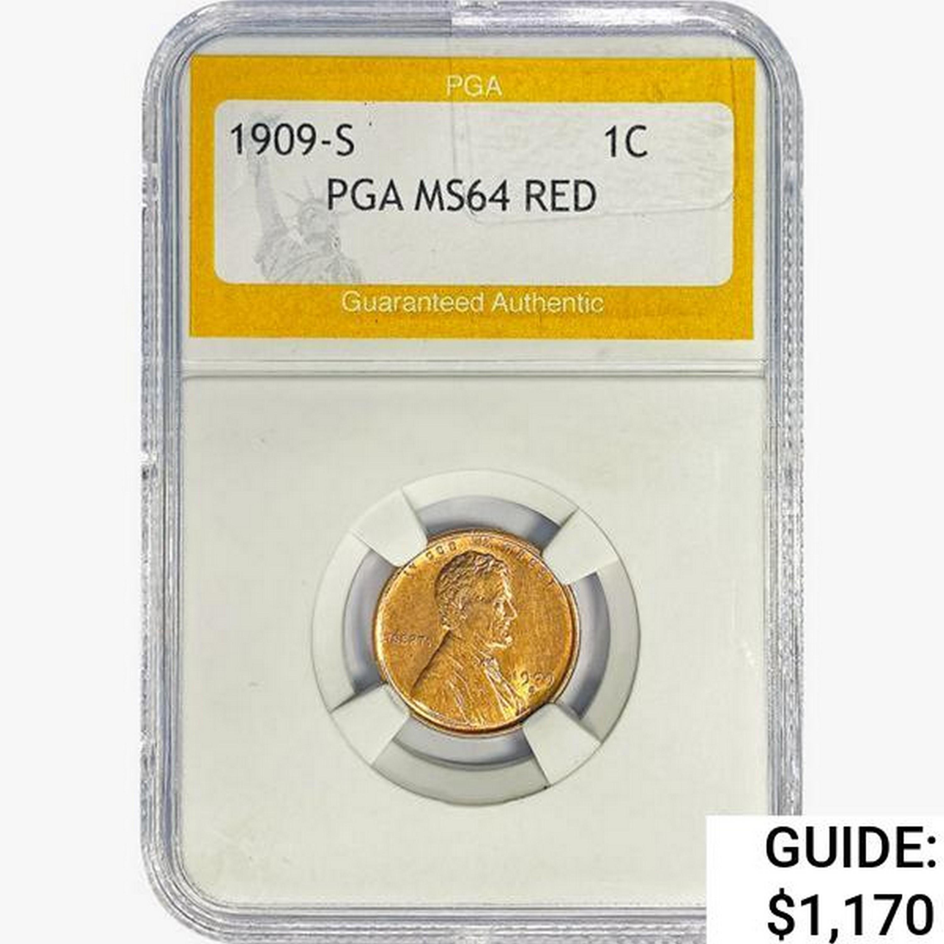 1909-S Wheat Cent PGA MS64 RED