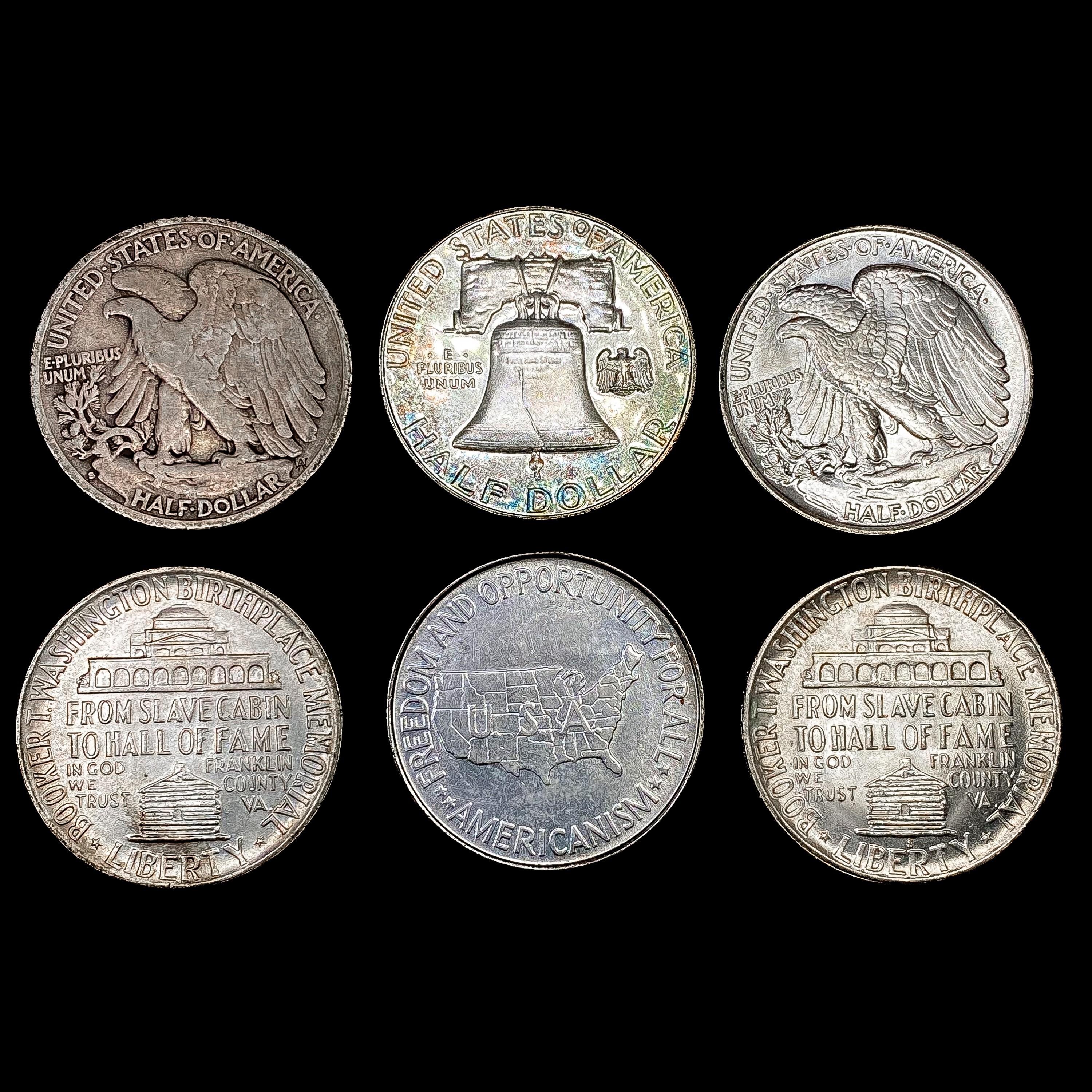 [6] Varied US Half Dollars (1929-S, 1943, 1946, 19