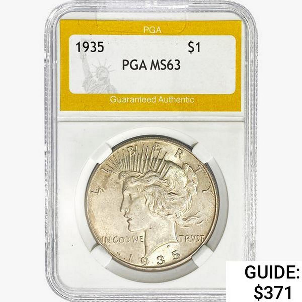 1935 Silver Peace Dollar PGA MS63