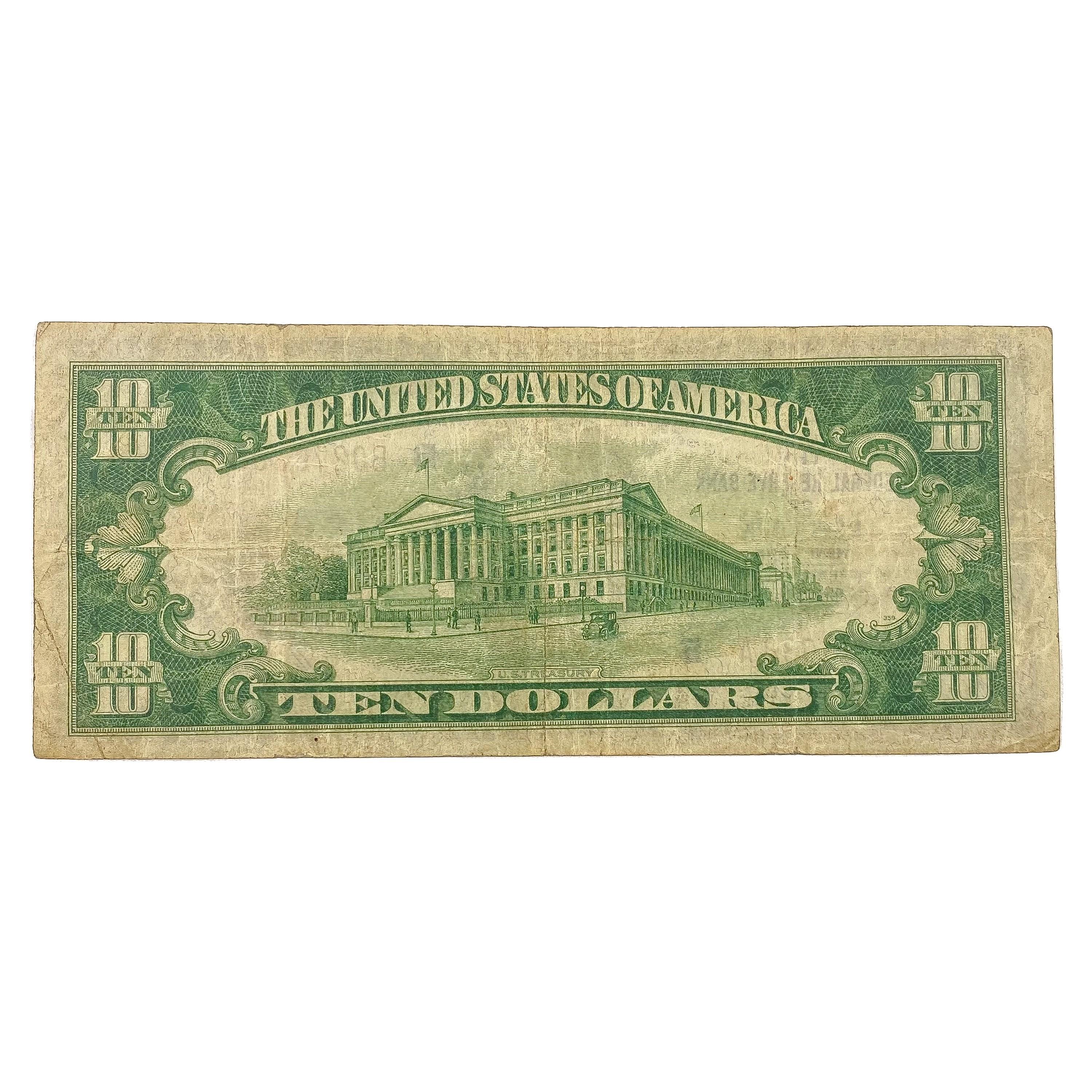 1929 $10 US Bank of New York Fed Res Note