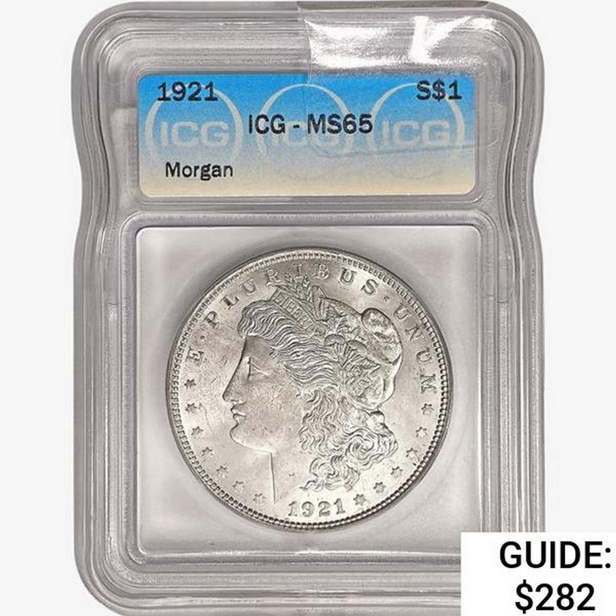 1921 Morgan Silver Dollar ICG MS65