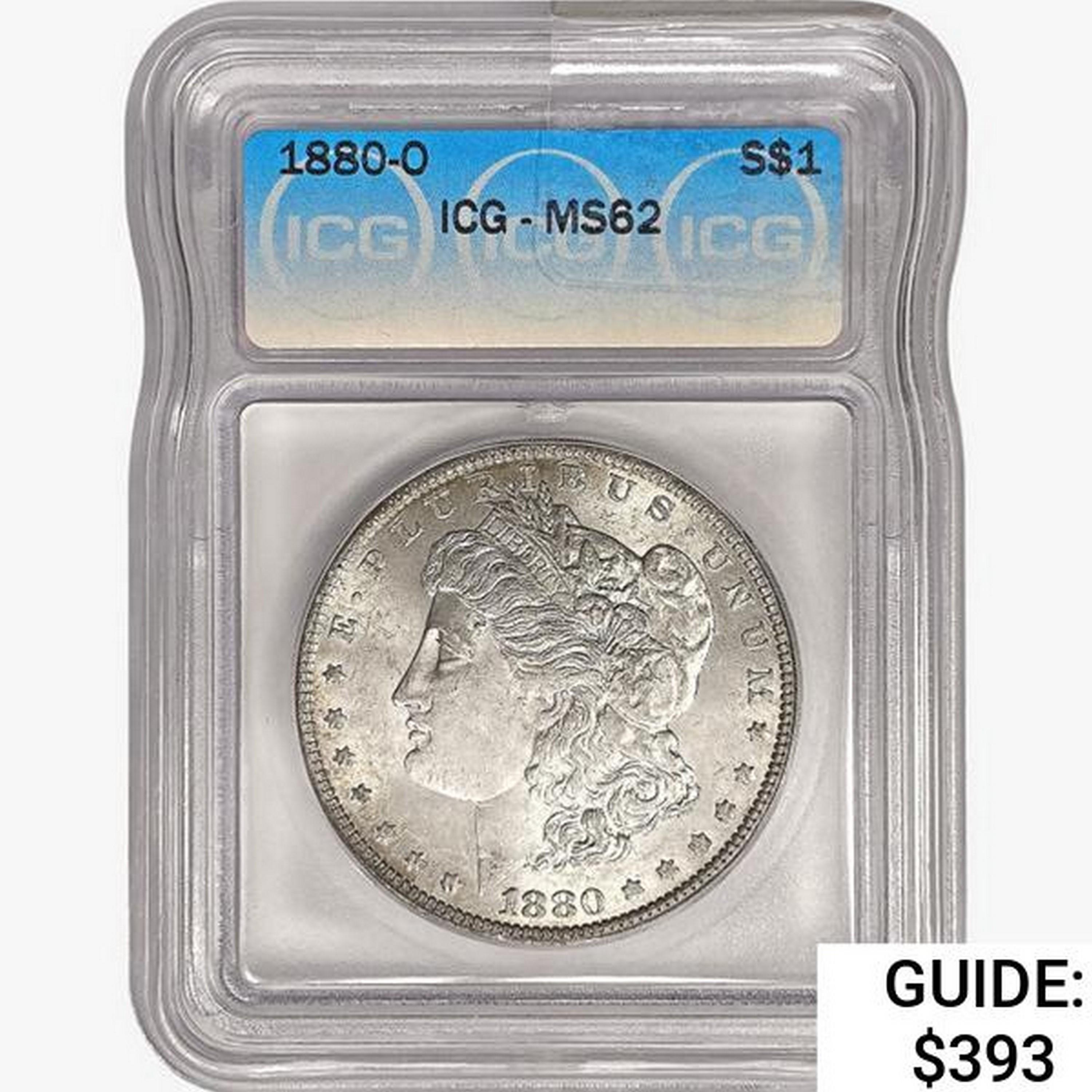 1880-O Morgan Silver Dollar ICG MS62