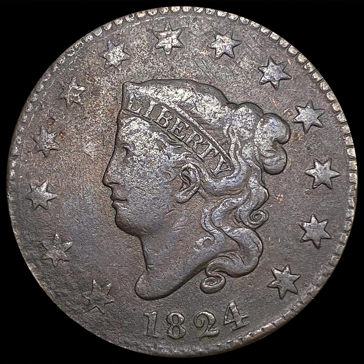 1824 Coronet Head Large Cent NICELY CIRCULATED