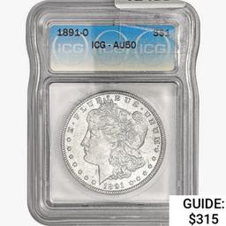 1891-O Morgan Silver Dollar ICG AU50