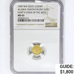 1909 WA 1/2DWT Alaska Gold NGC MS65