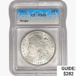 1921 Morgan Silver Dollar ICG MS65