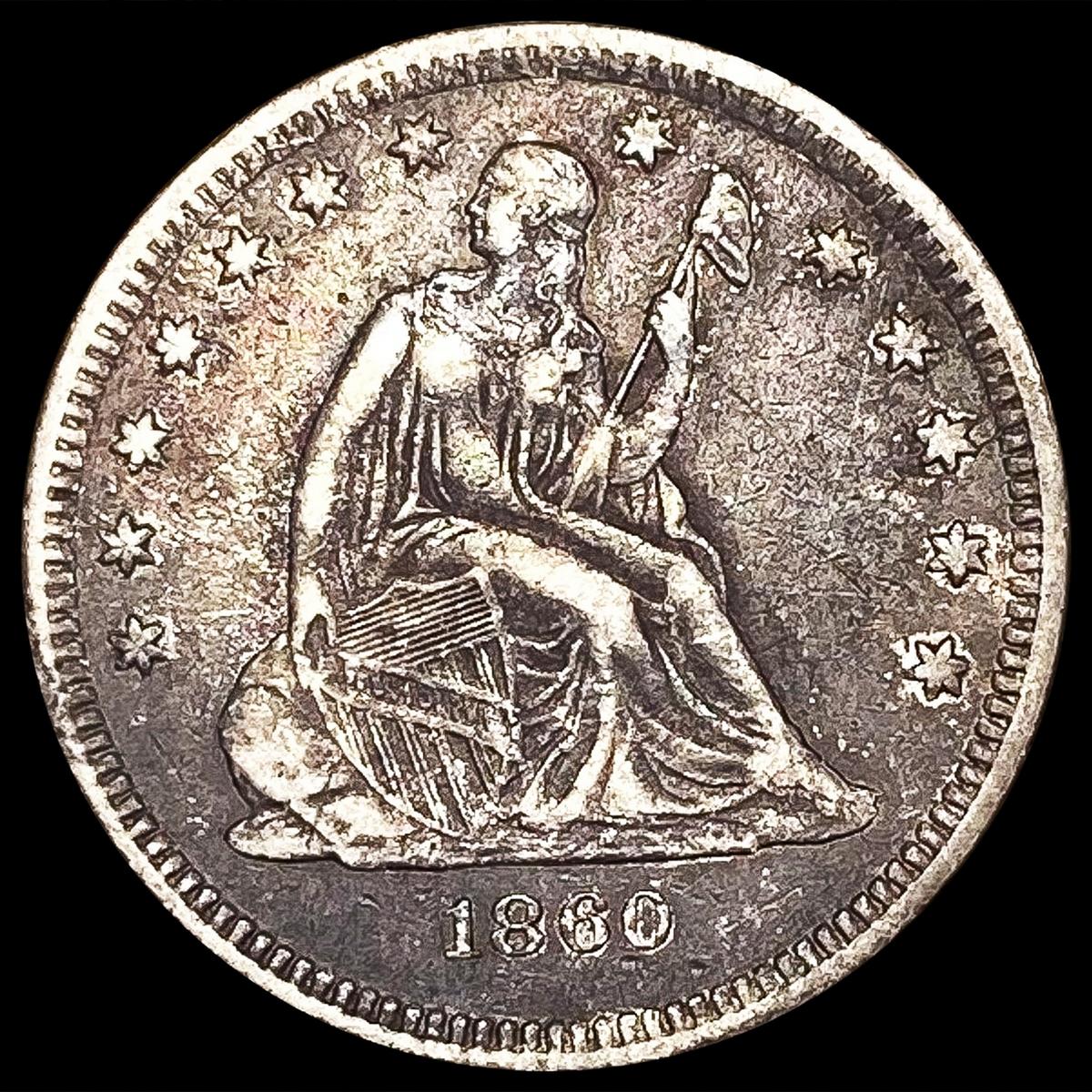 1860-O Seated Liberty Quarter LIGHTLY CIRCULATED