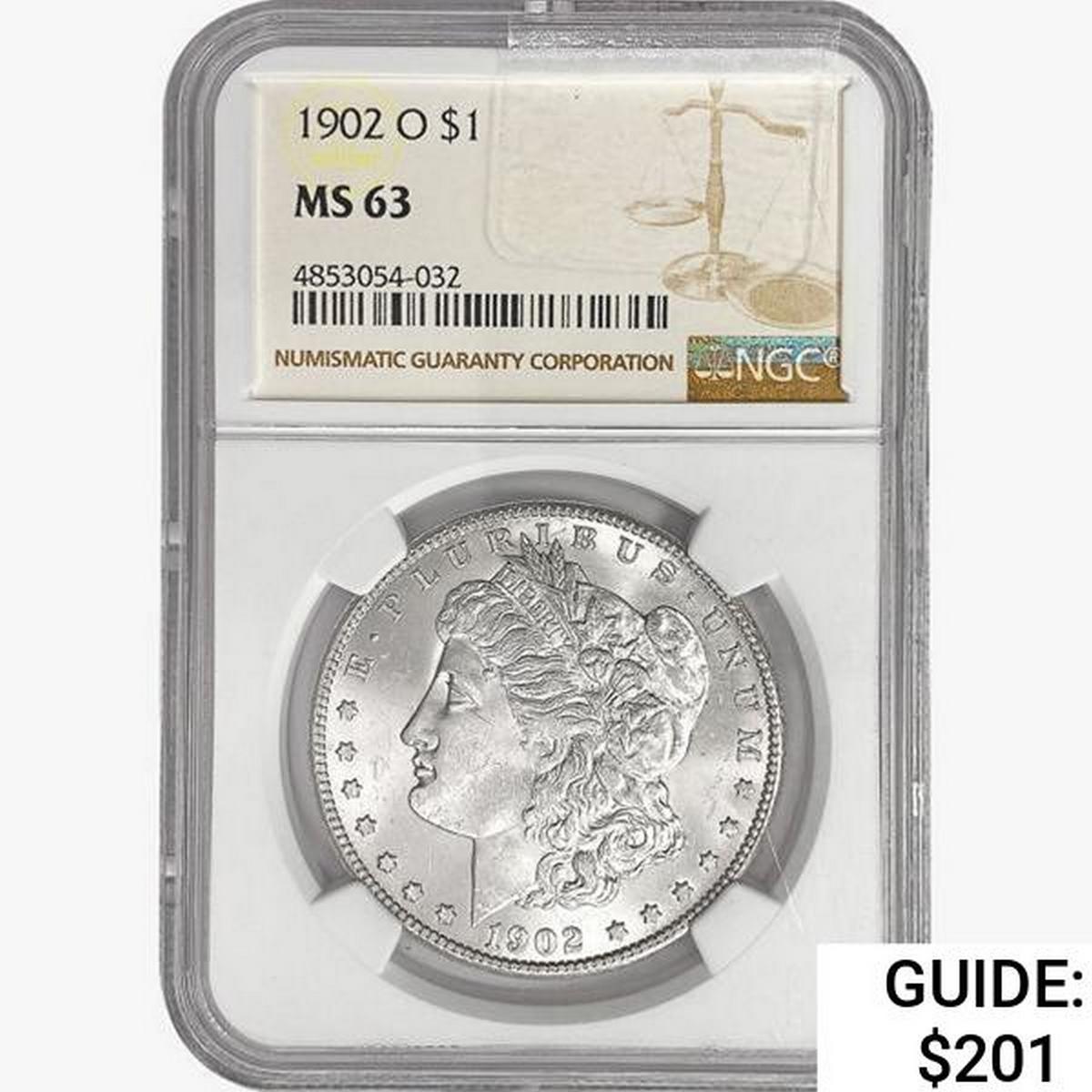 1902-O Morgan Silver Dollar NGC MS63