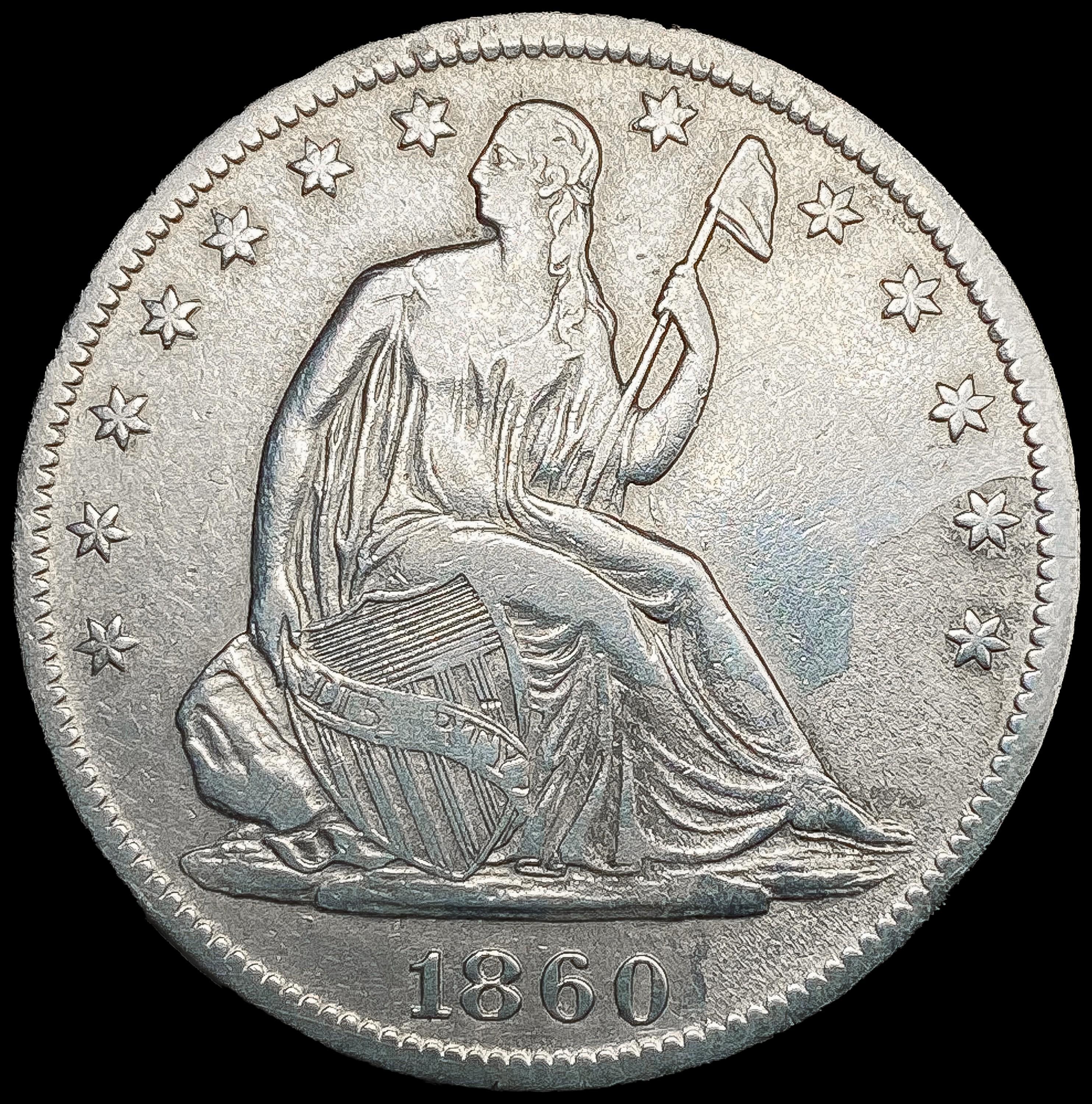 1860-S Seated Liberty Half Dollar CLOSELY UNCIRCUL
